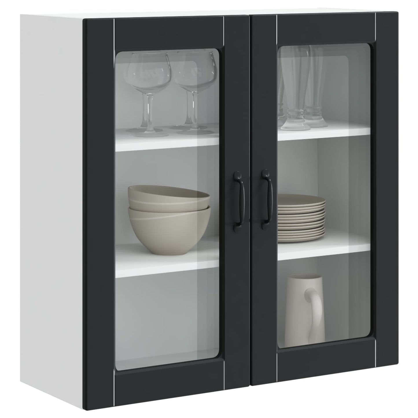 Wandglas-Schrank PORTO Schwarz 80 x 31 x 80 cm Holzwerkstoff