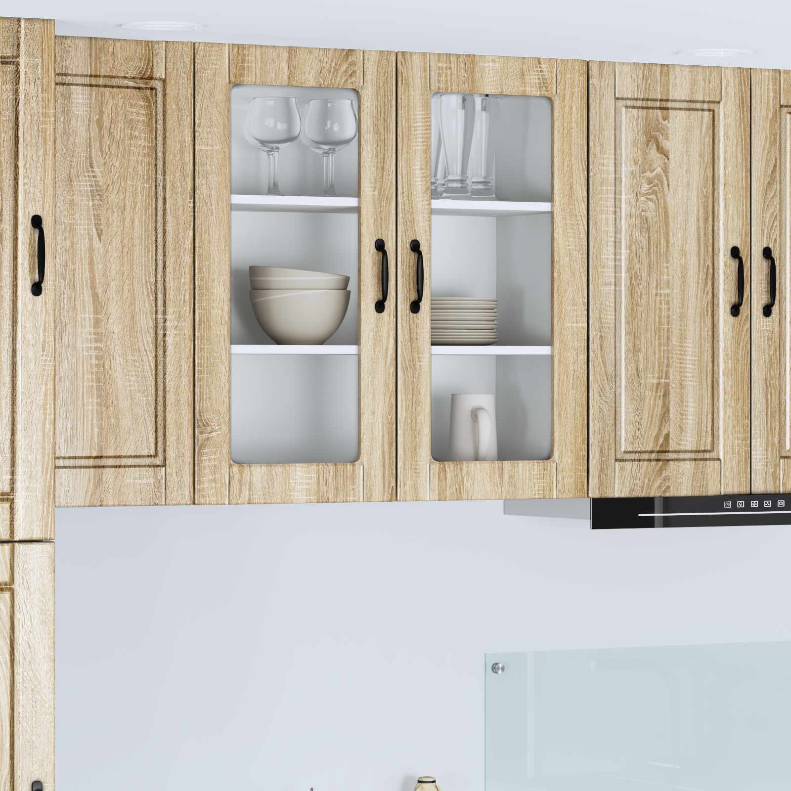 Wandglas-Schrank PORTO Sonoma-Eiche 80 x 31 x 80 cm