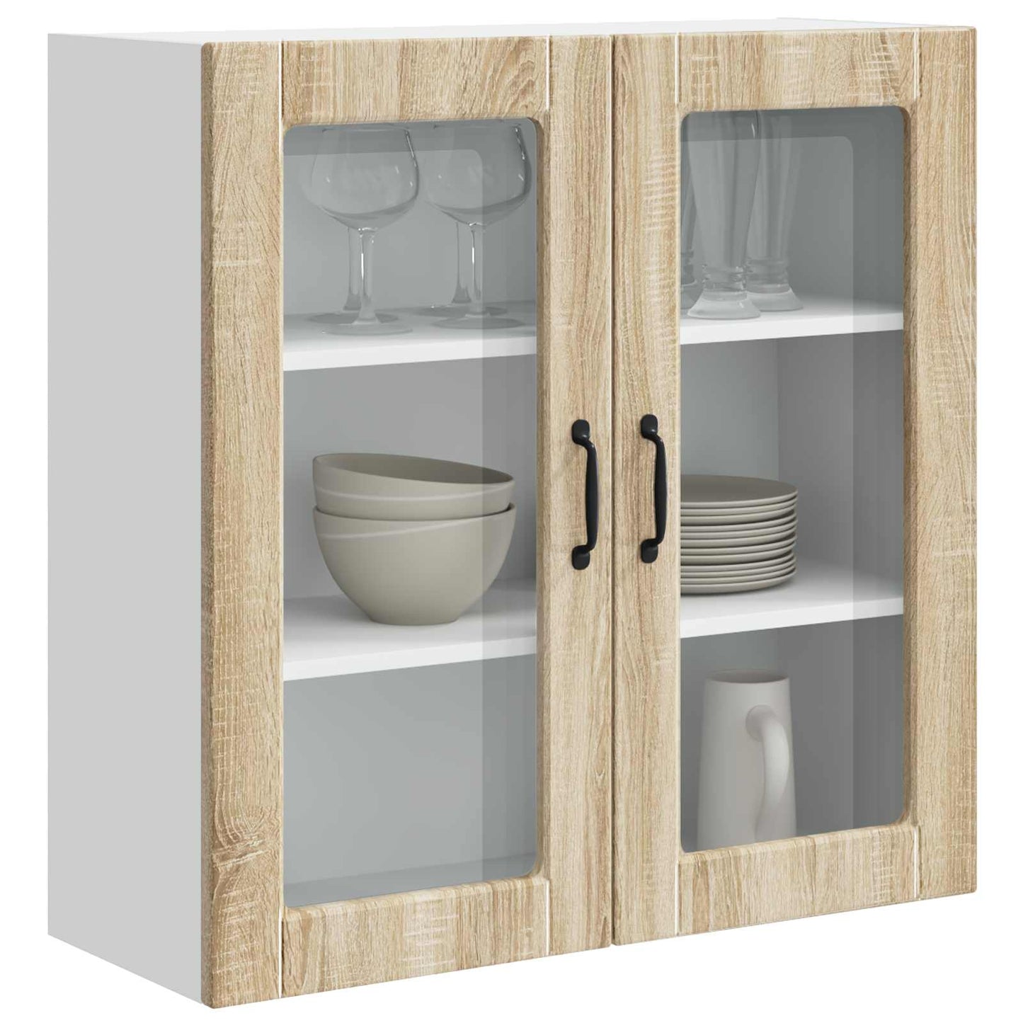 Wandglas-Schrank PORTO Sonoma-Eiche 80 x 31 x 80 cm