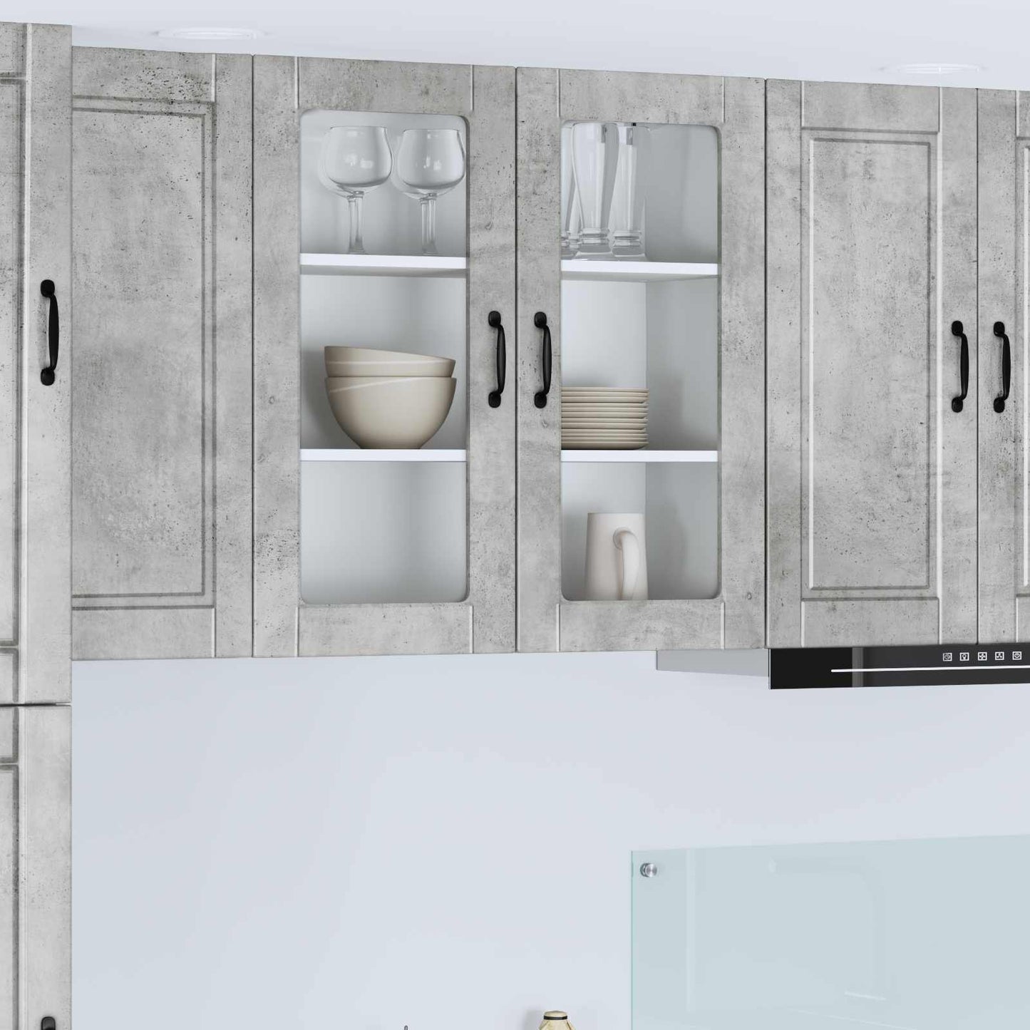 Wandglas-Schrank PORTO Beton Grau 80 x 31 x 80 cm Holzwerkstoff