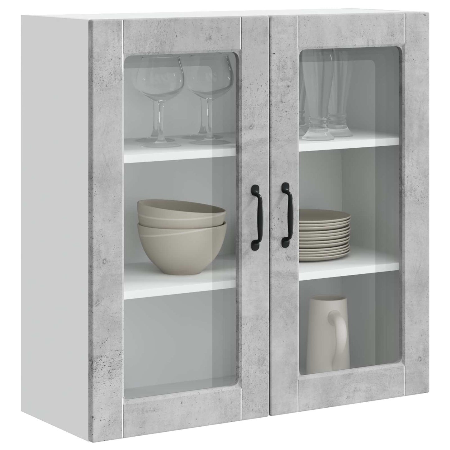 Wandglas-Schrank PORTO Beton Grau 80 x 31 x 80 cm Holzwerkstoff