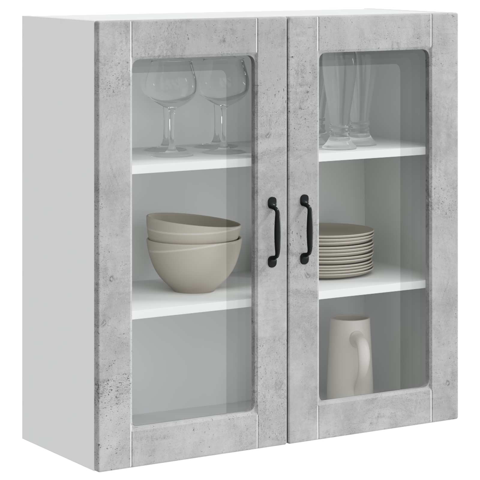Wandglas-Schrank PORTO Beton Grau 80 x 31 x 80 cm Holzwerkstoff