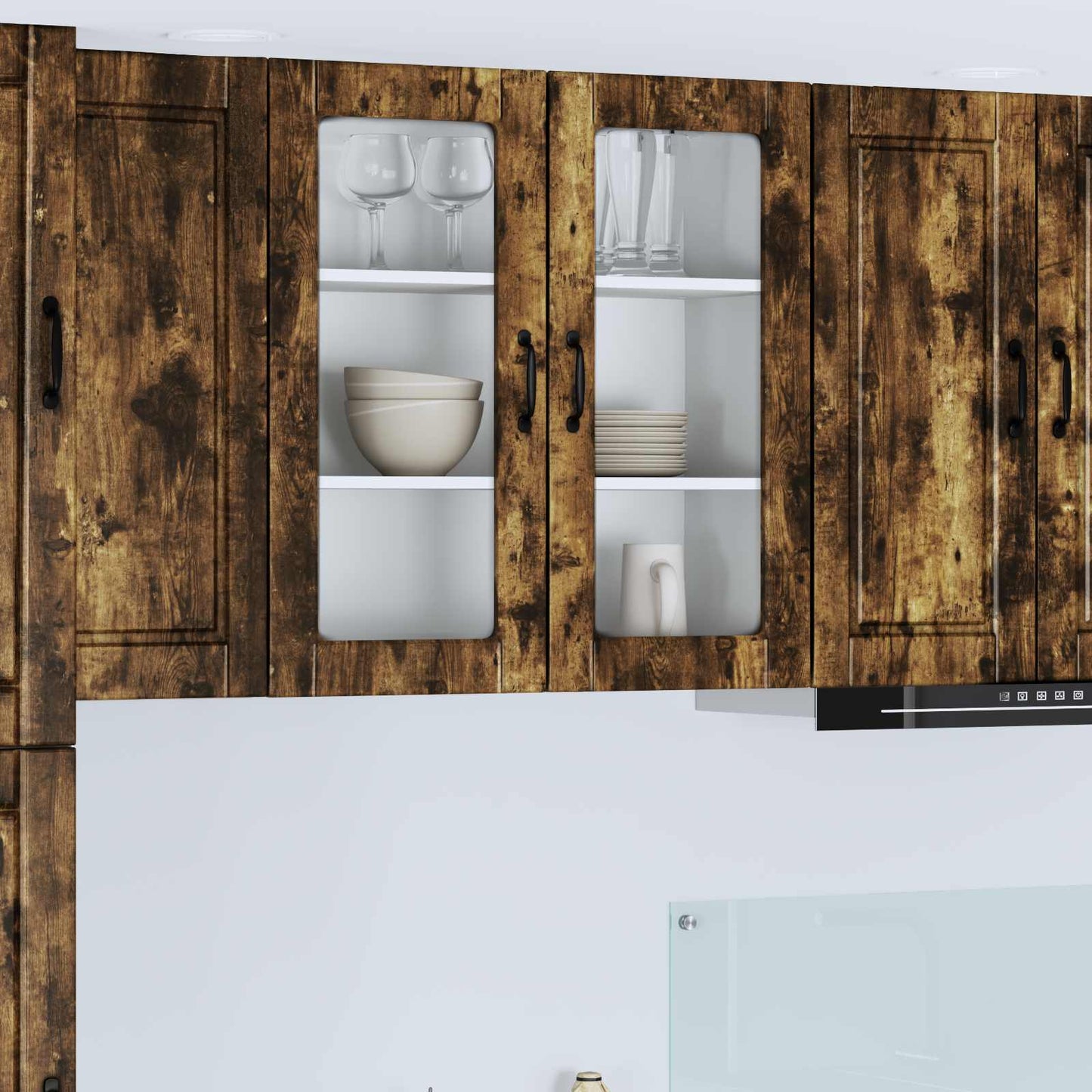 Wandglas-Schrank PORTO Geräucherte Eiche 80 x 31 x 80 cm