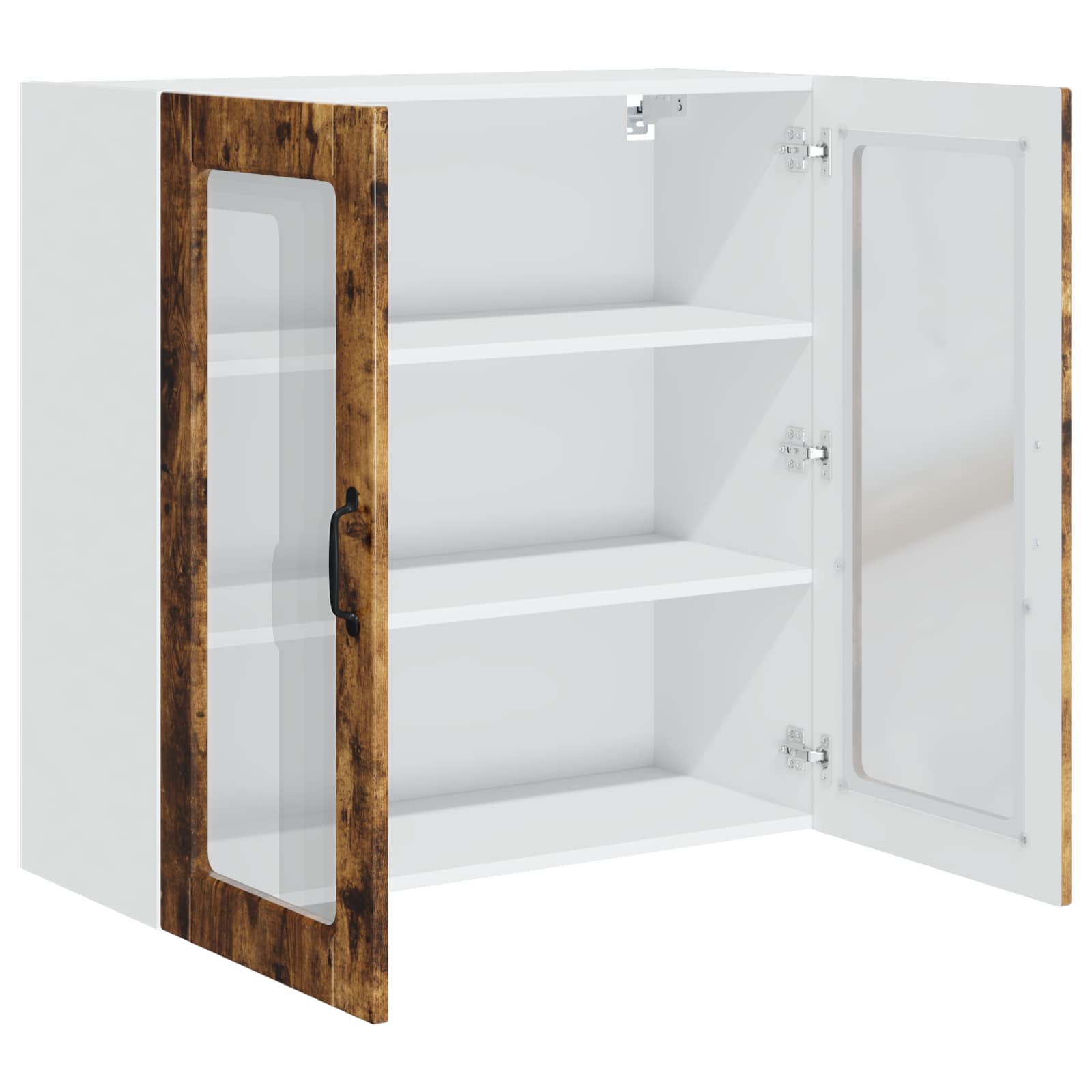 Wandglas-Schrank PORTO Geräucherte Eiche 80 x 31 x 80 cm