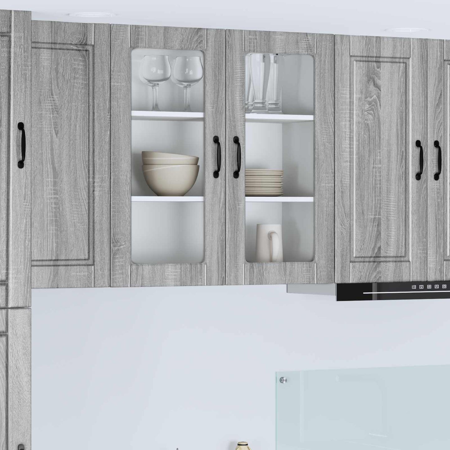 Wandglas-Schrank PORTO Graues Sonoma 80 x 31 x 80 cm