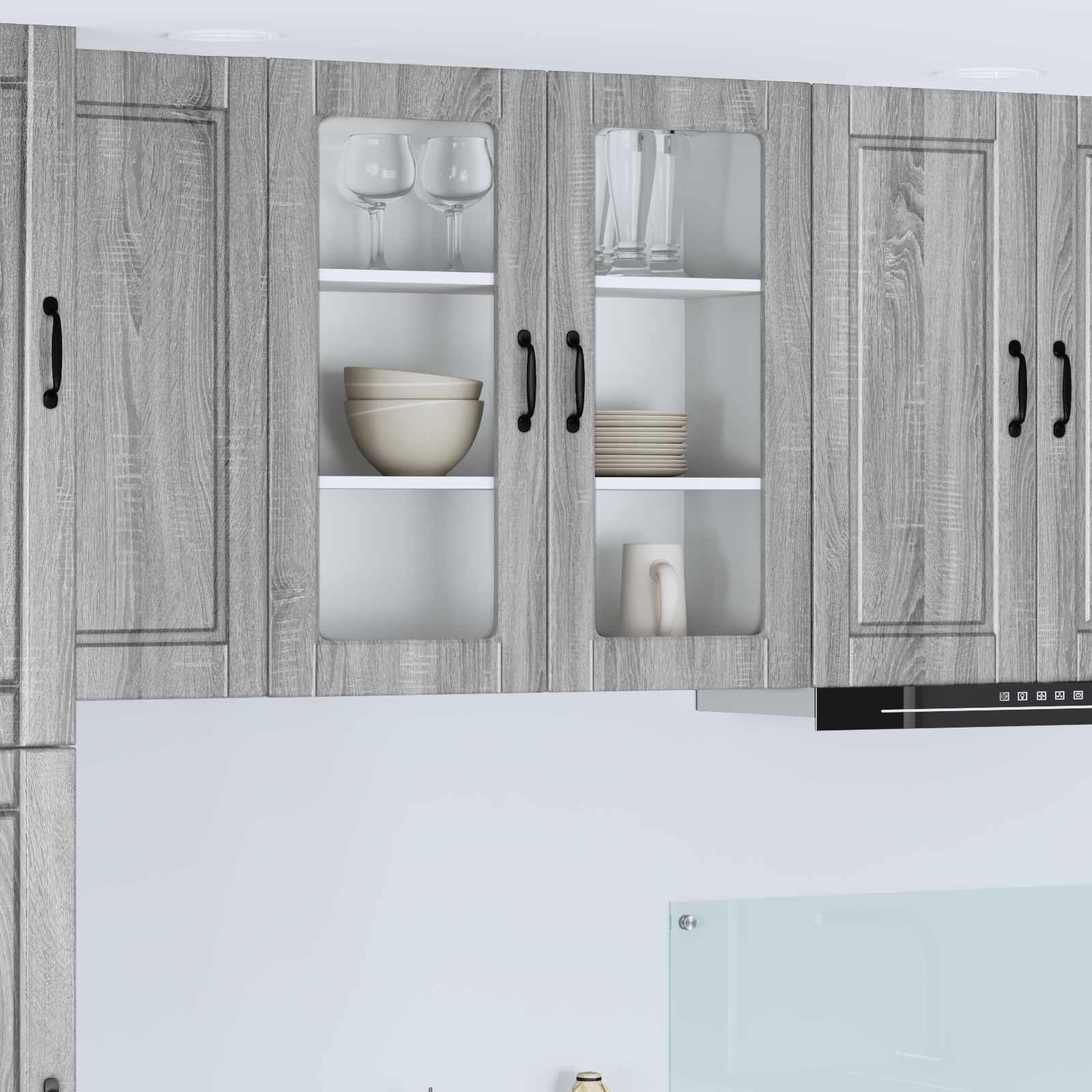 Wandglas-Schrank PORTO Graues Sonoma 80 x 31 x 80 cm