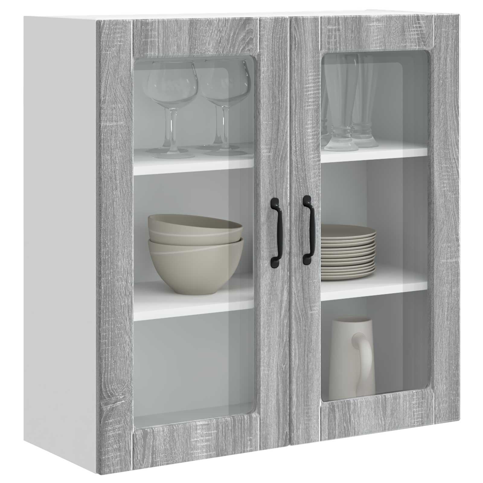 Wandglas-Schrank PORTO Graues Sonoma 80 x 31 x 80 cm