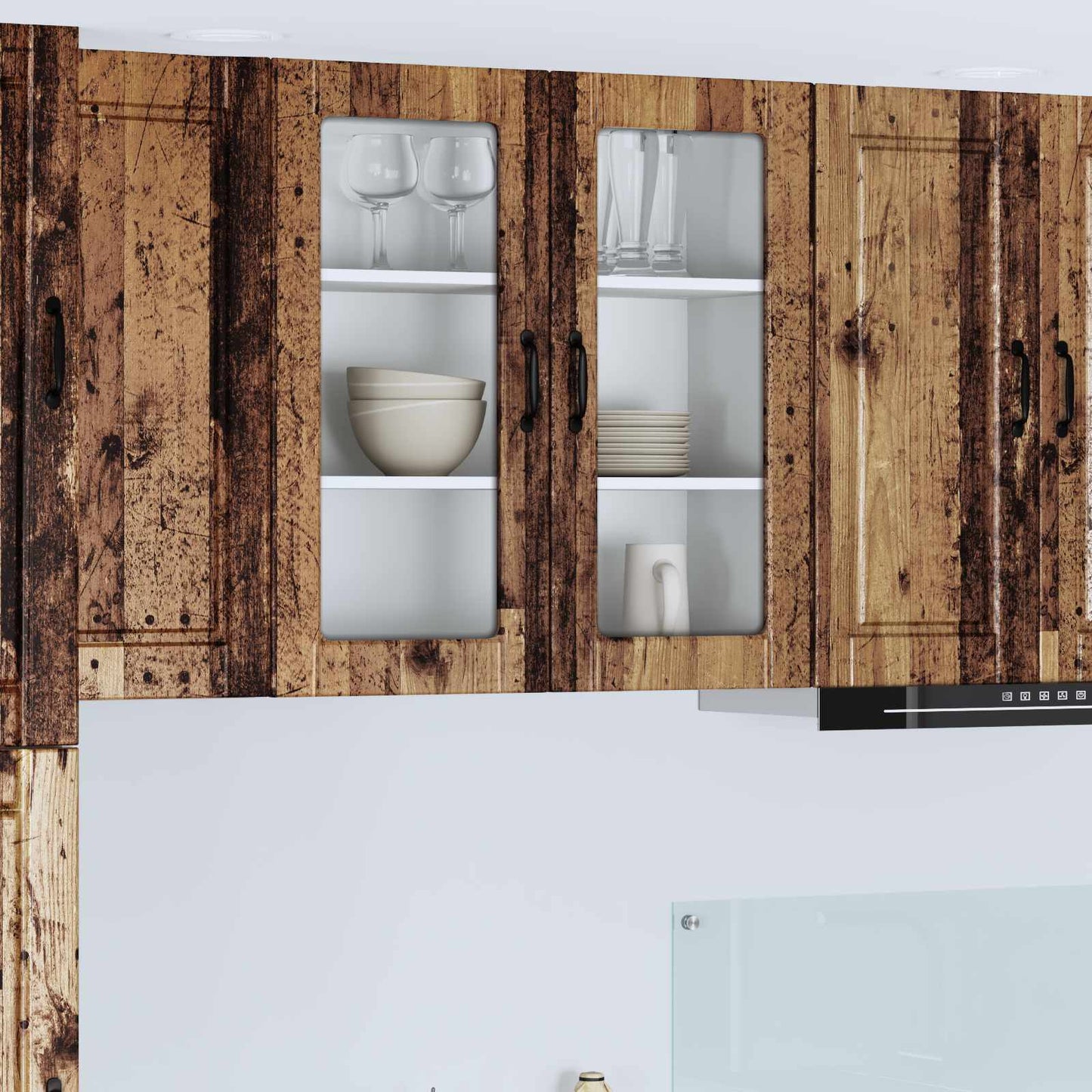 Wandglas-Schrank PORTO Altholz 80 x 31 x 80 cm Holzwerkstoff
