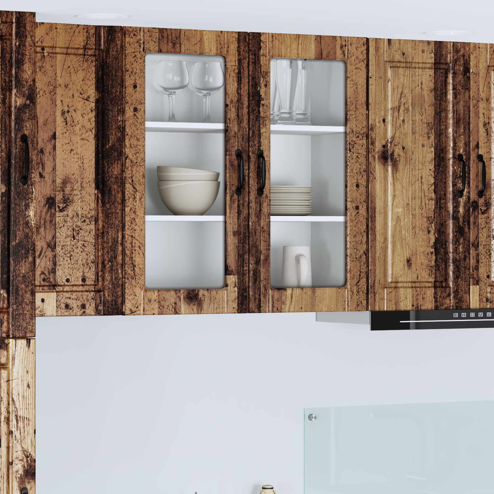 Wandglas-Schrank PORTO Altholz 80 x 31 x 80 cm Holzwerkstoff