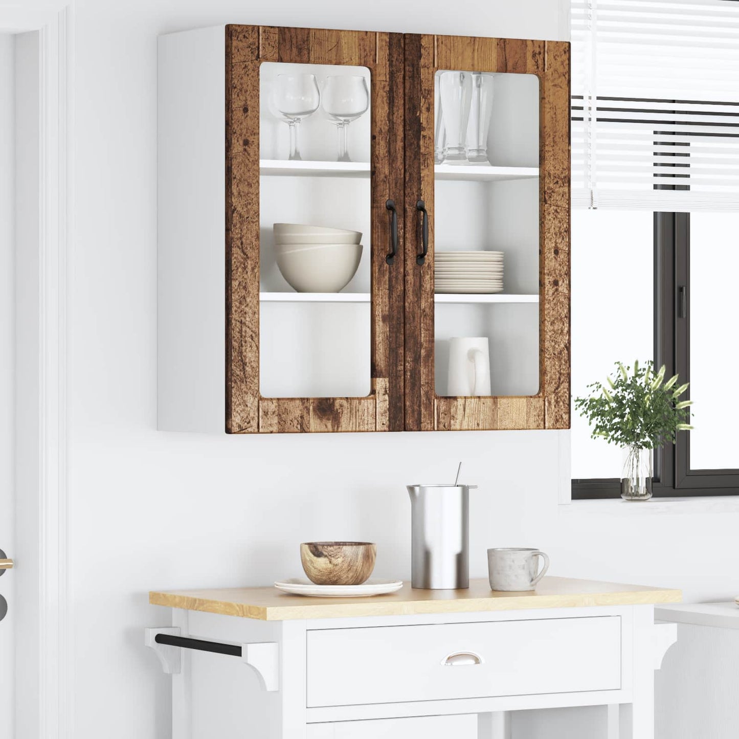 Wandglas-Schrank PORTO Altholz 80 x 31 x 80 cm Holzwerkstoff