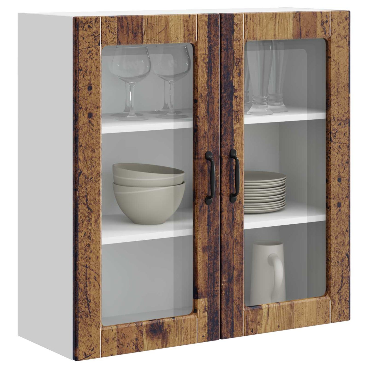 Wandglas-Schrank PORTO Altholz 80 x 31 x 80 cm Holzwerkstoff