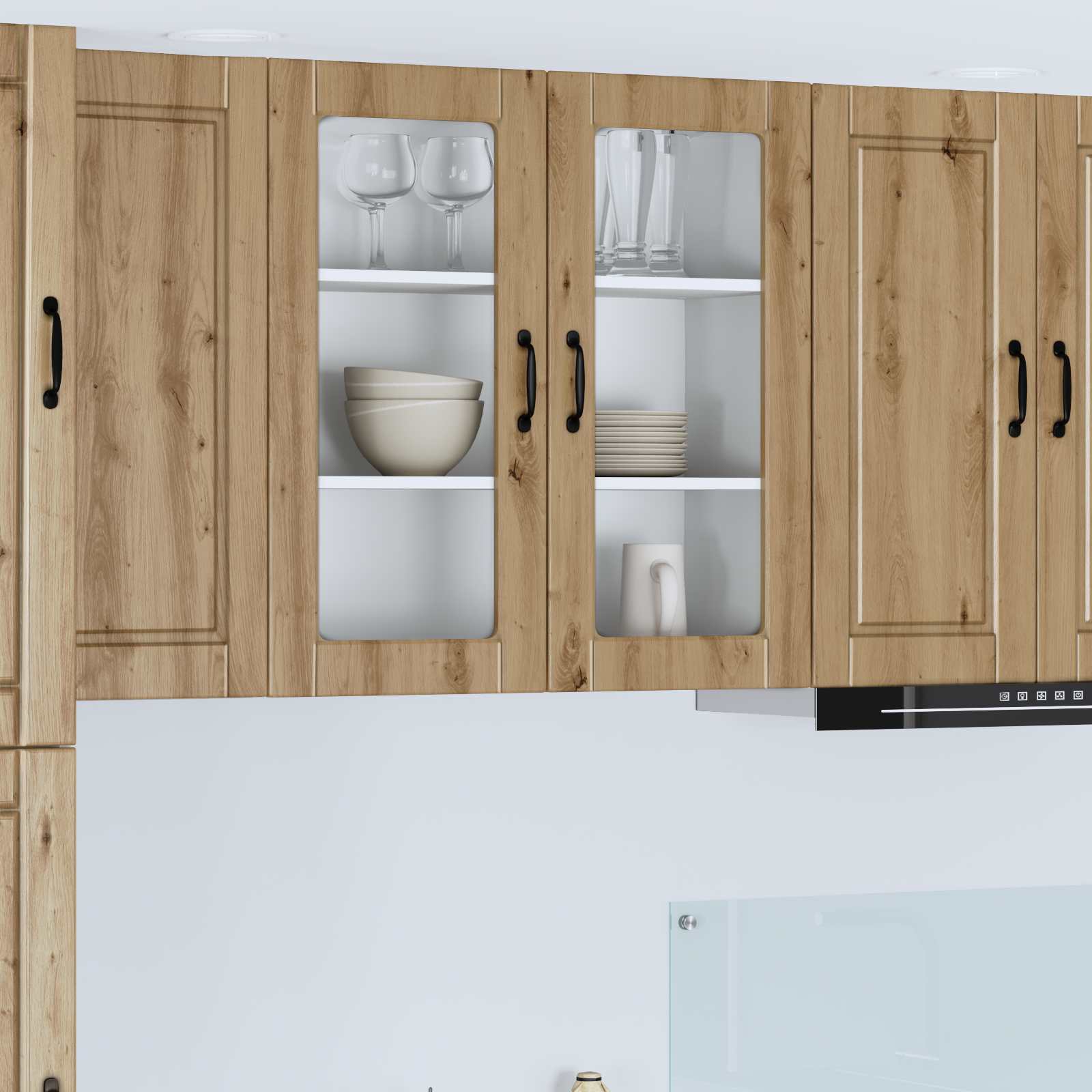 Wandglas-Schrank PORTO Artisan-Eiche 80 x 31 x 80 cm
