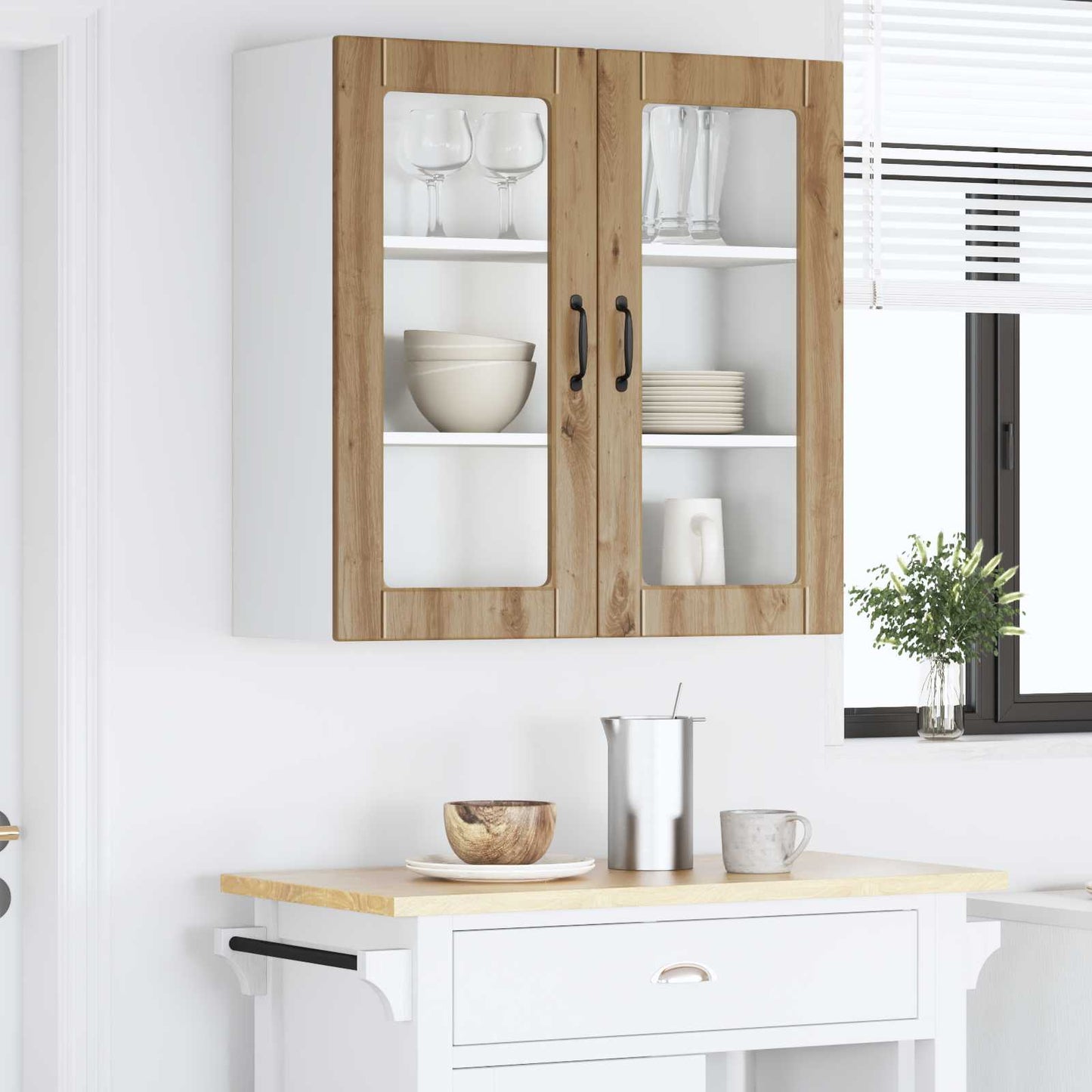 Wandglas-Schrank PORTO Artisan-Eiche 80 x 31 x 80 cm