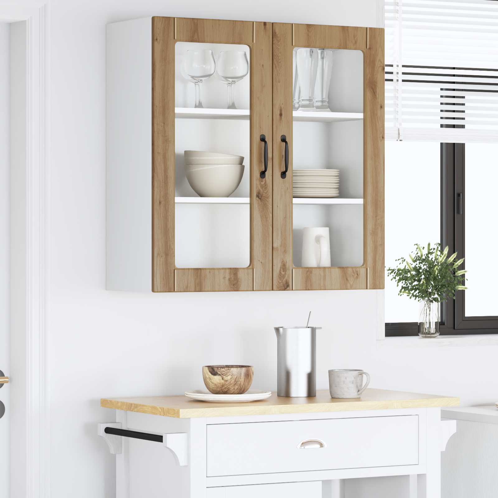 Wandglas-Schrank PORTO Artisan-Eiche 80 x 31 x 80 cm