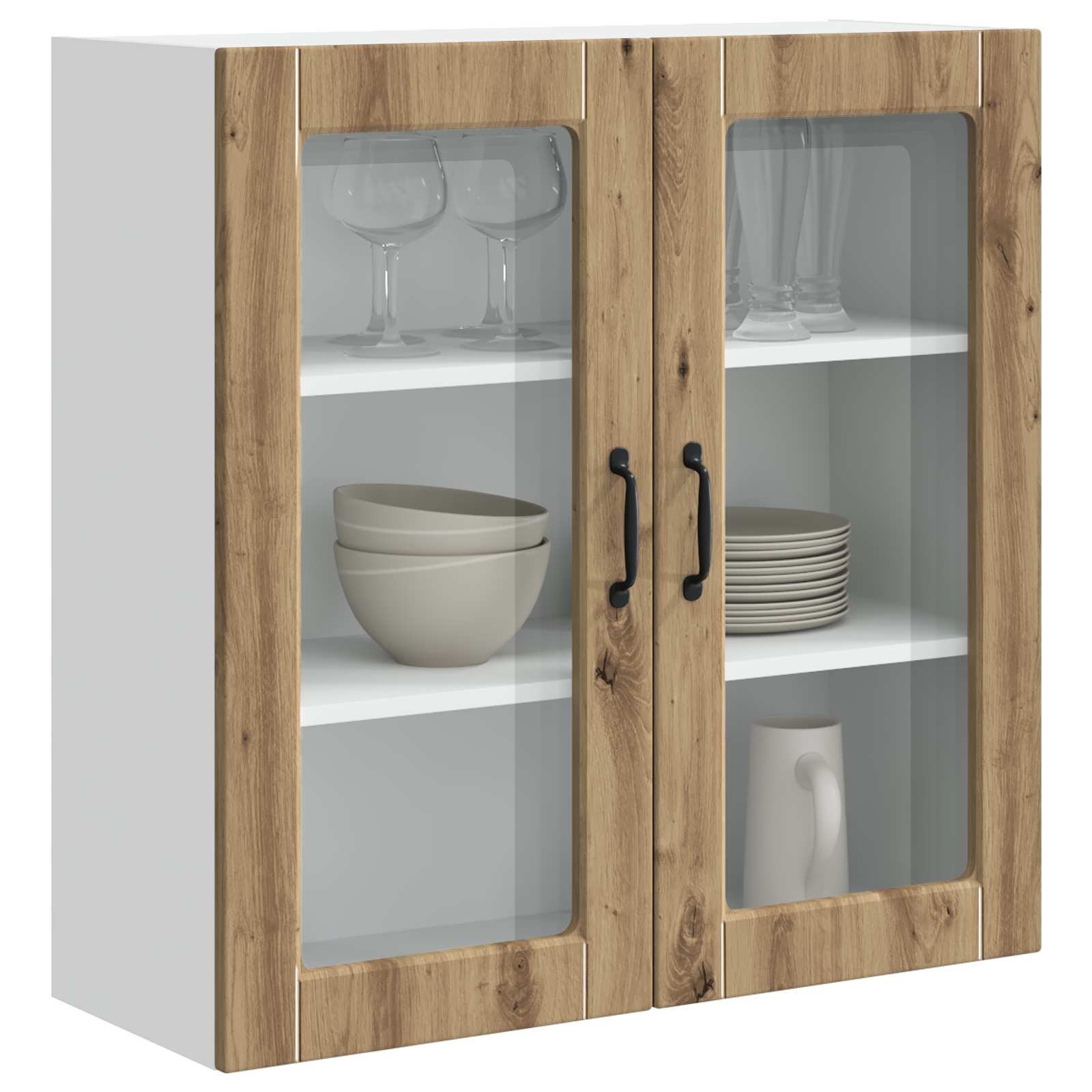 Wandglas-Schrank PORTO Artisan-Eiche 80 x 31 x 80 cm