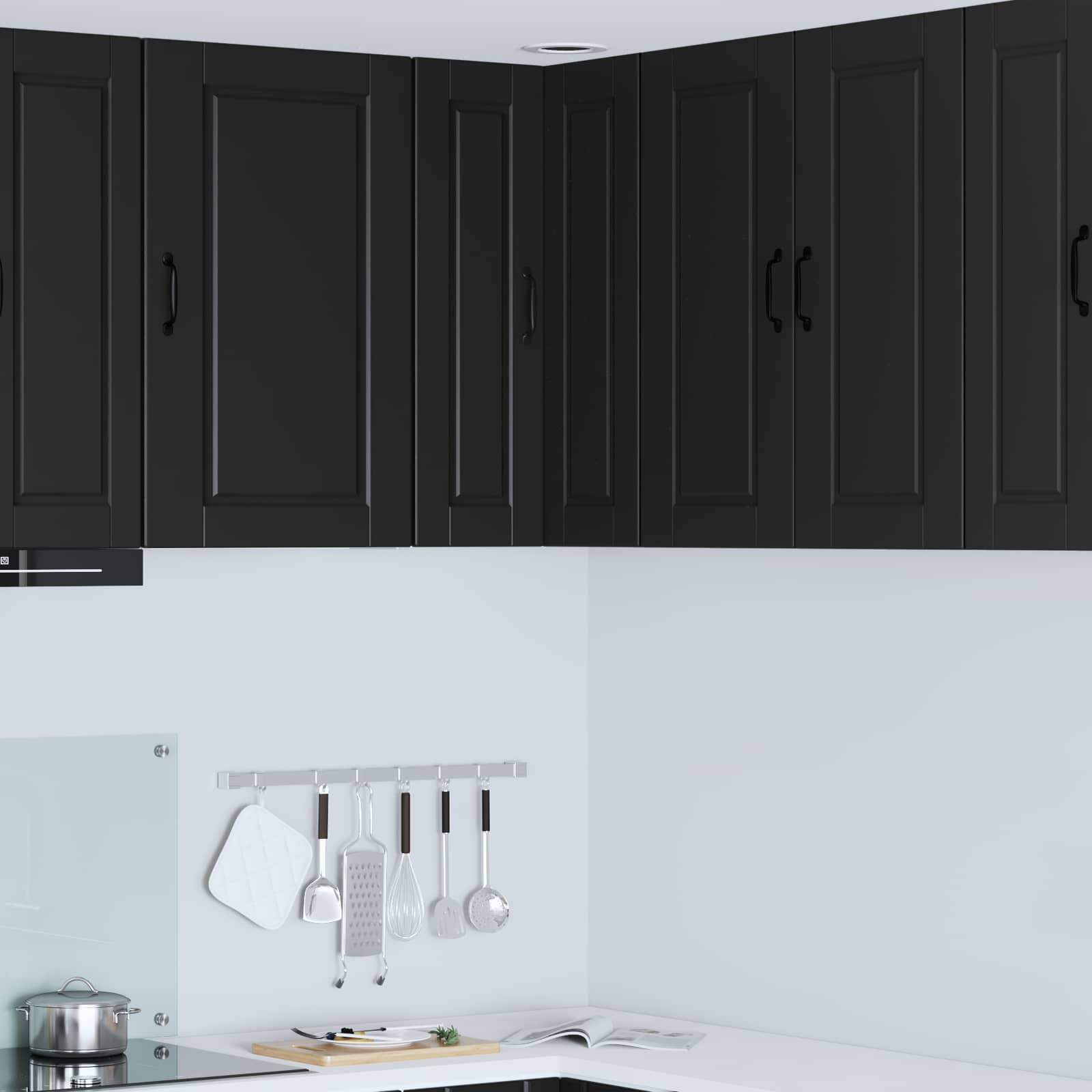 Wand-Eckschrank PORTO Schwarz 57 x 57 x 80 cm Holzwerkstoff