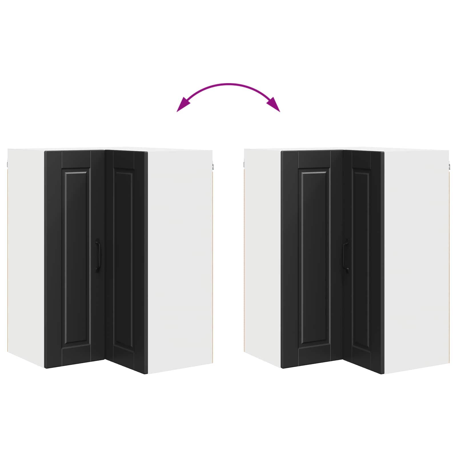 Wand-Eckschrank PORTO Schwarz 57 x 57 x 80 cm Holzwerkstoff