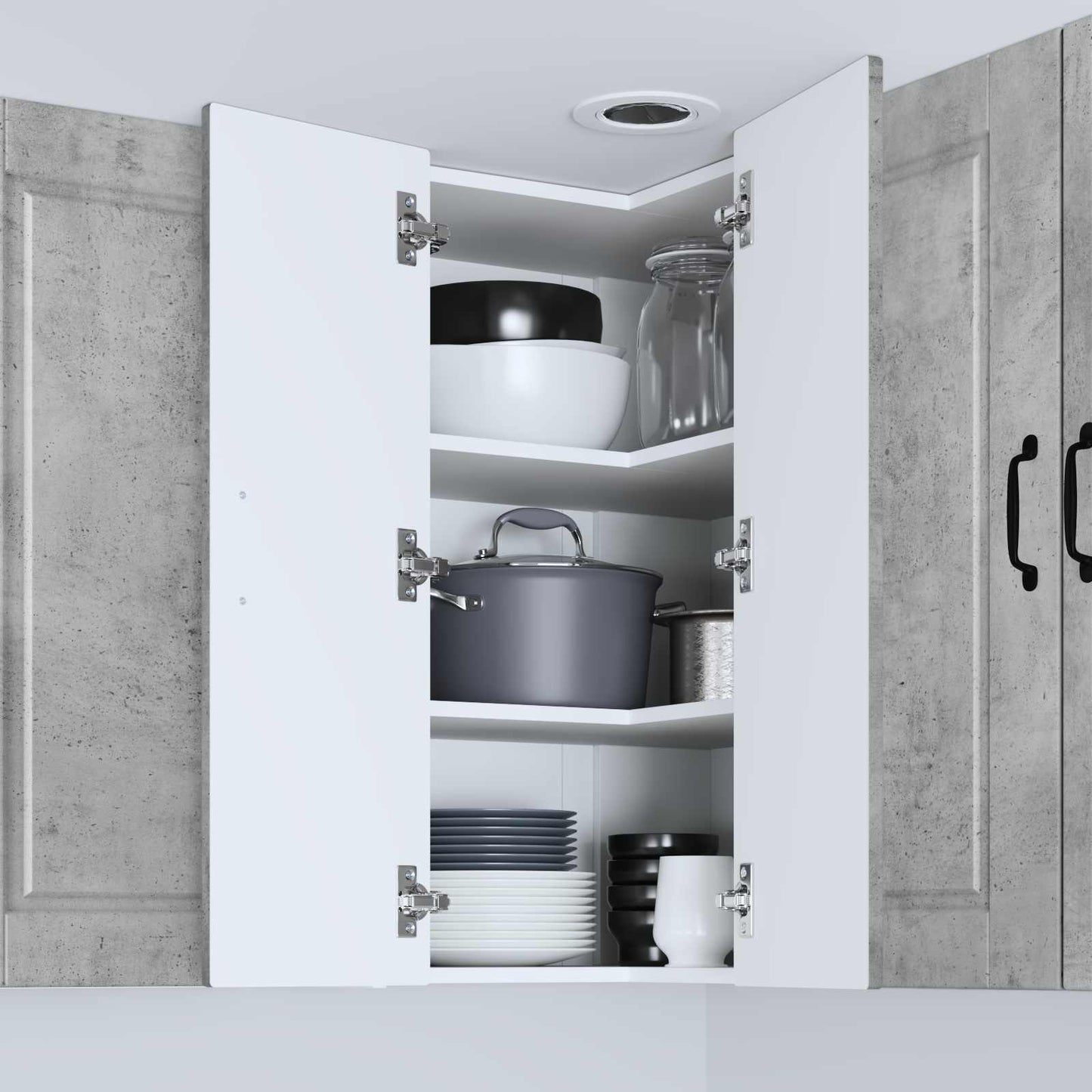 Wand-Eckschrank PORTO Beton Grau 57 x 57 x 80 cm Holzwerkstoff