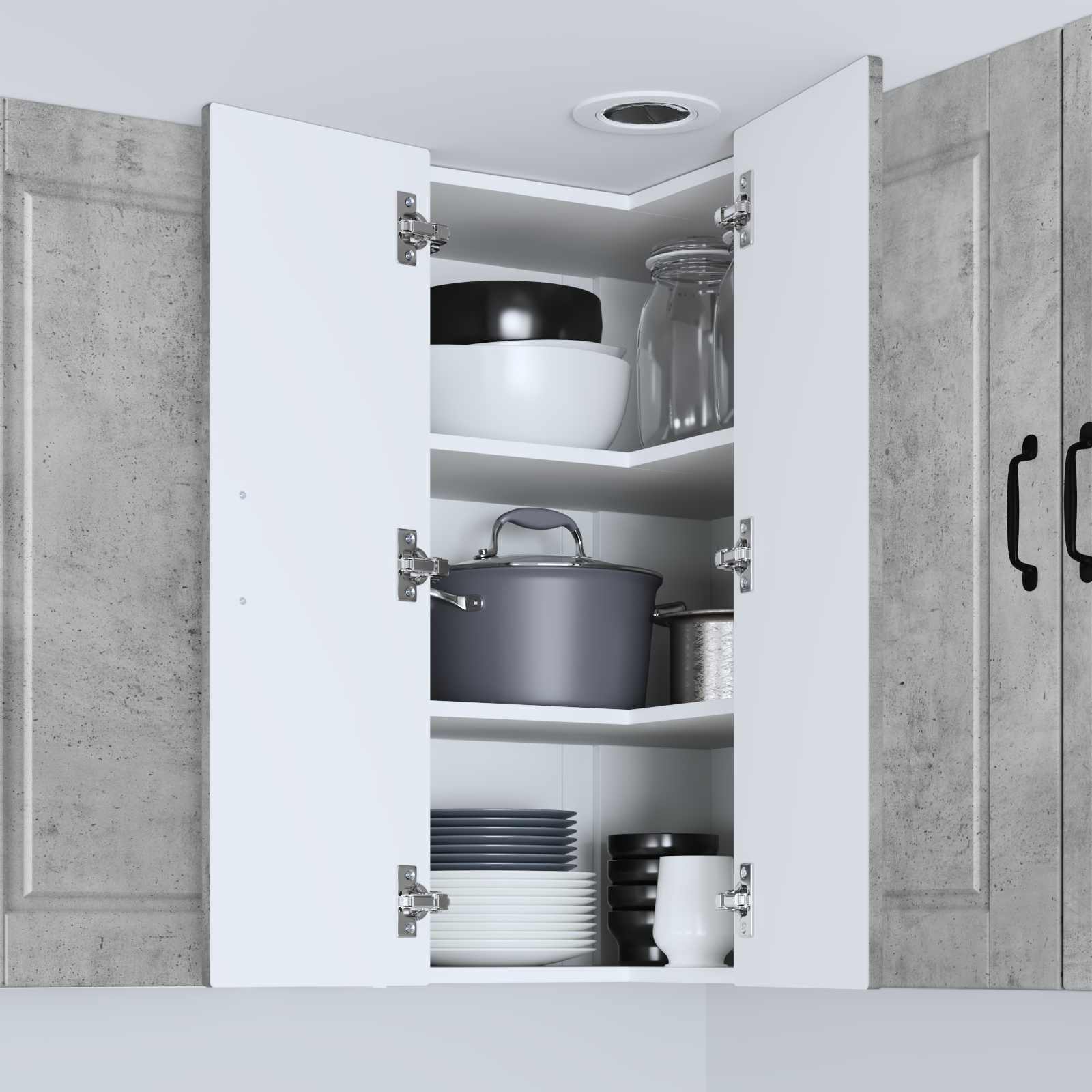 Wand-Eckschrank PORTO Beton Grau 57 x 57 x 80 cm Holzwerkstoff