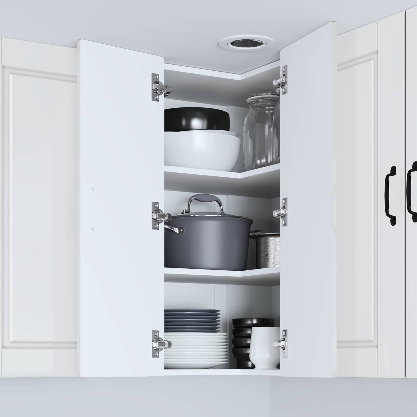Wand-Eckschrank PORTO Hochglanz Weiß 57 x 57 x 80 cm