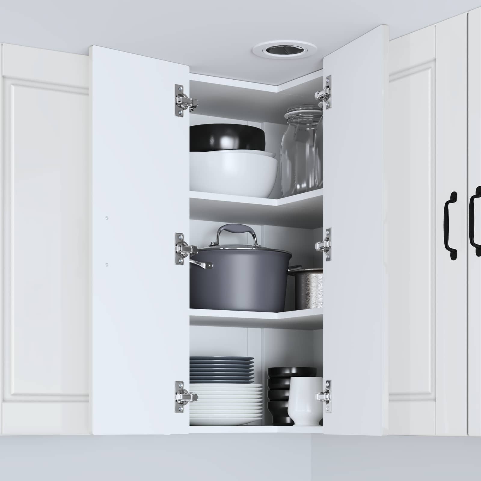 Wand-Eckschrank PORTO Hochglanz Weiß 57 x 57 x 80 cm