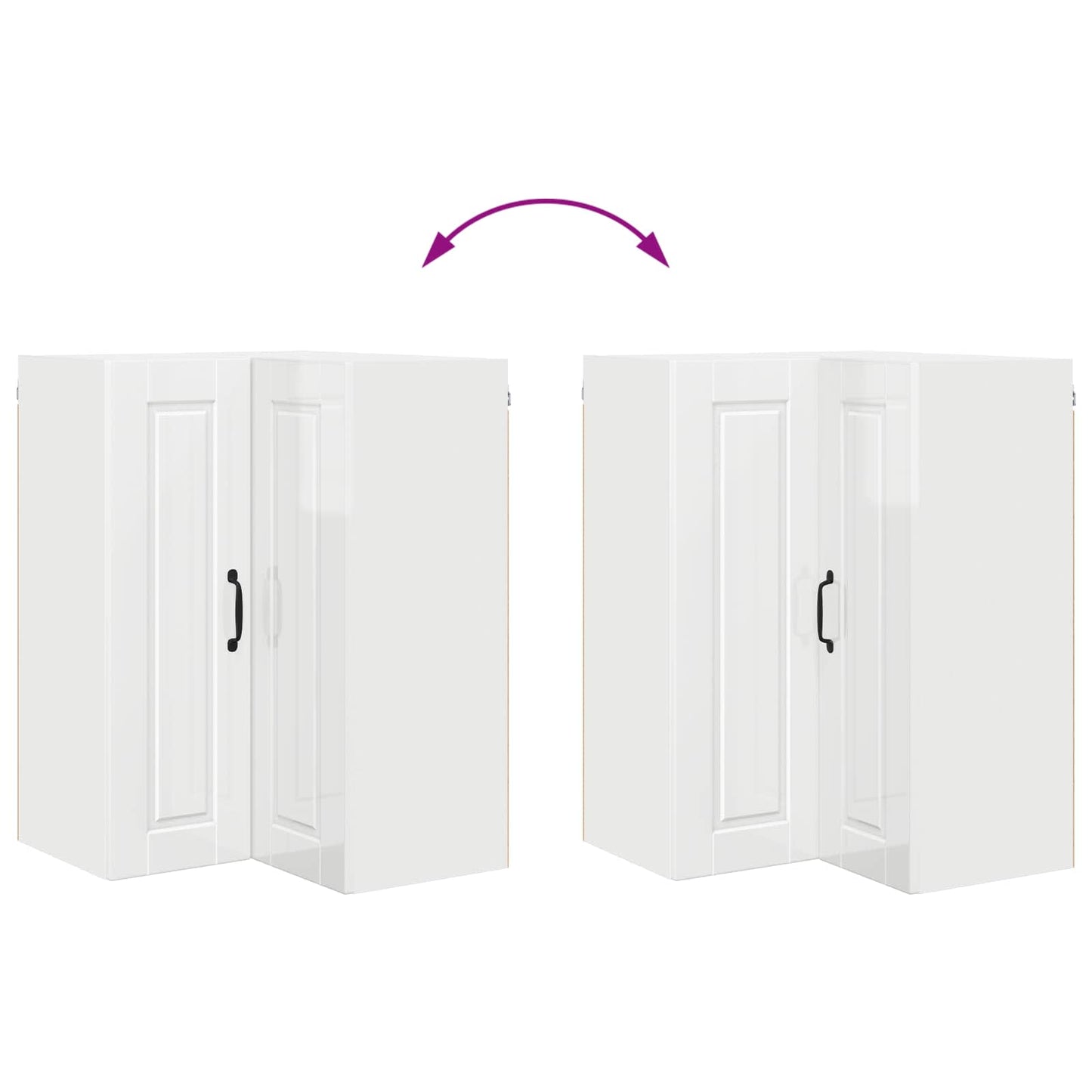 Wand-Eckschrank PORTO Hochglanz Weiß 57 x 57 x 80 cm