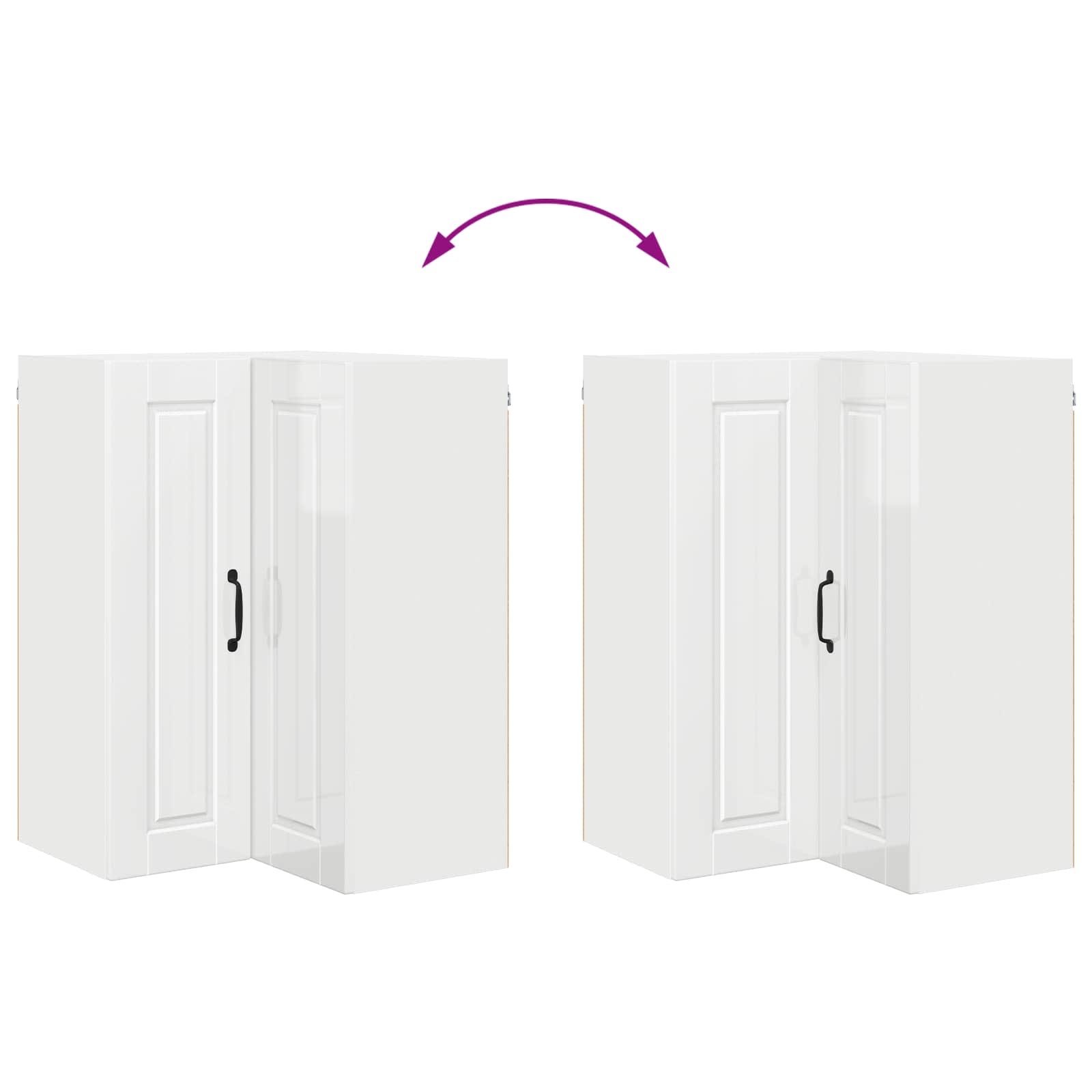 Wand-Eckschrank PORTO Hochglanz Weiß 57 x 57 x 80 cm