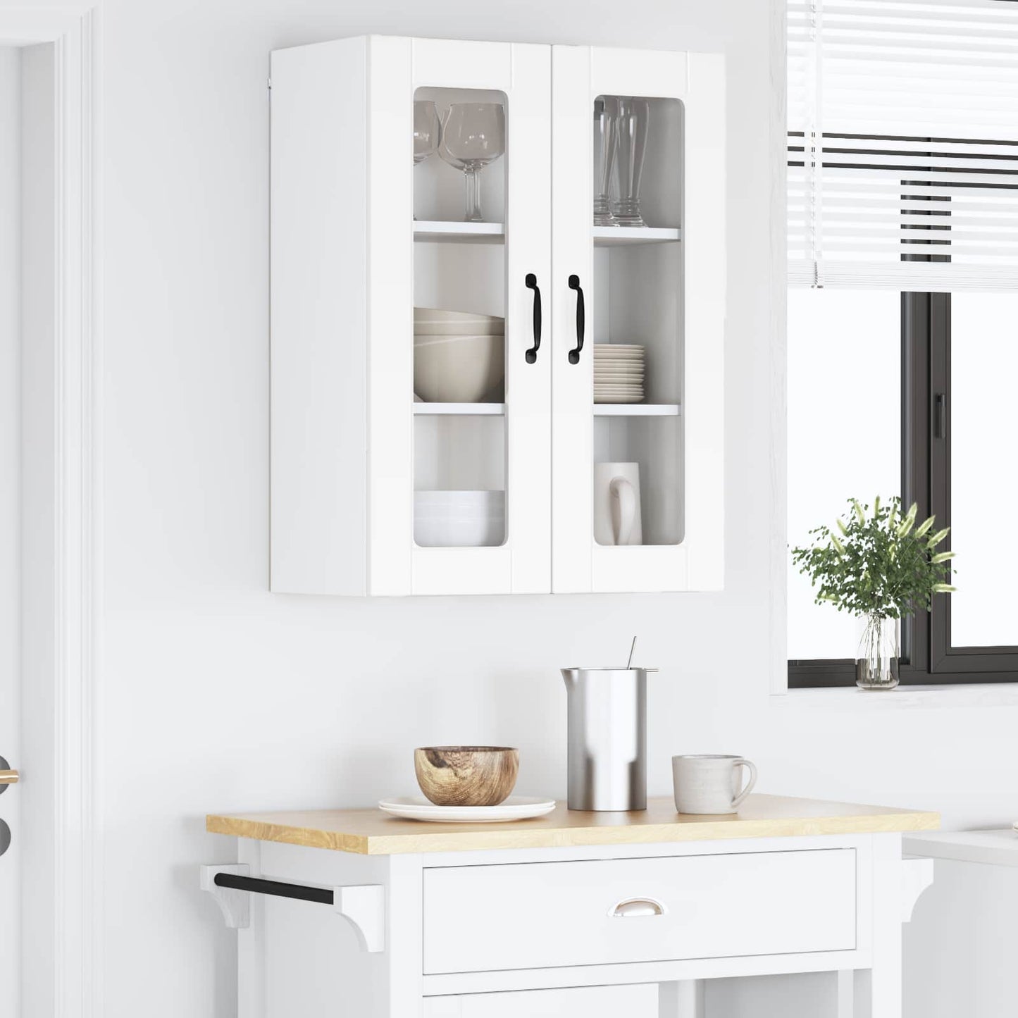 Wandglas-Schrank PORTO Weiß 60 x 31 x 80 cm Holzwerkstoff