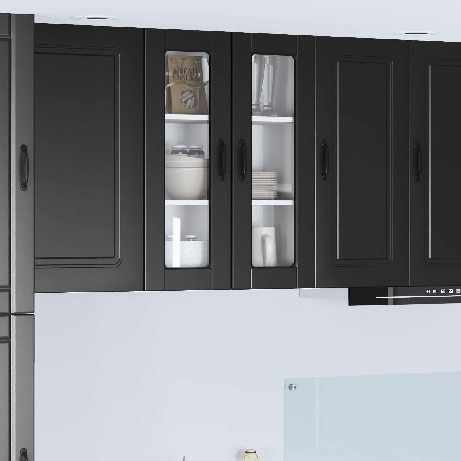 Wandglas-Schrank PORTO Schwarz 60 x 31 x 80 cm Holzwerkstoff