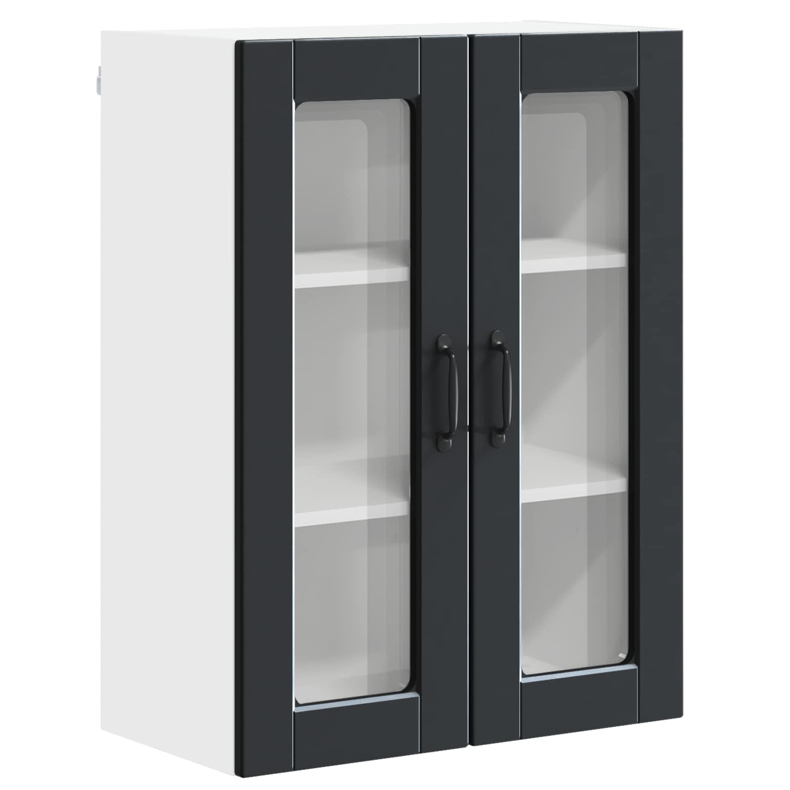 Wandglas-Schrank PORTO Schwarz 60 x 31 x 80 cm Holzwerkstoff
