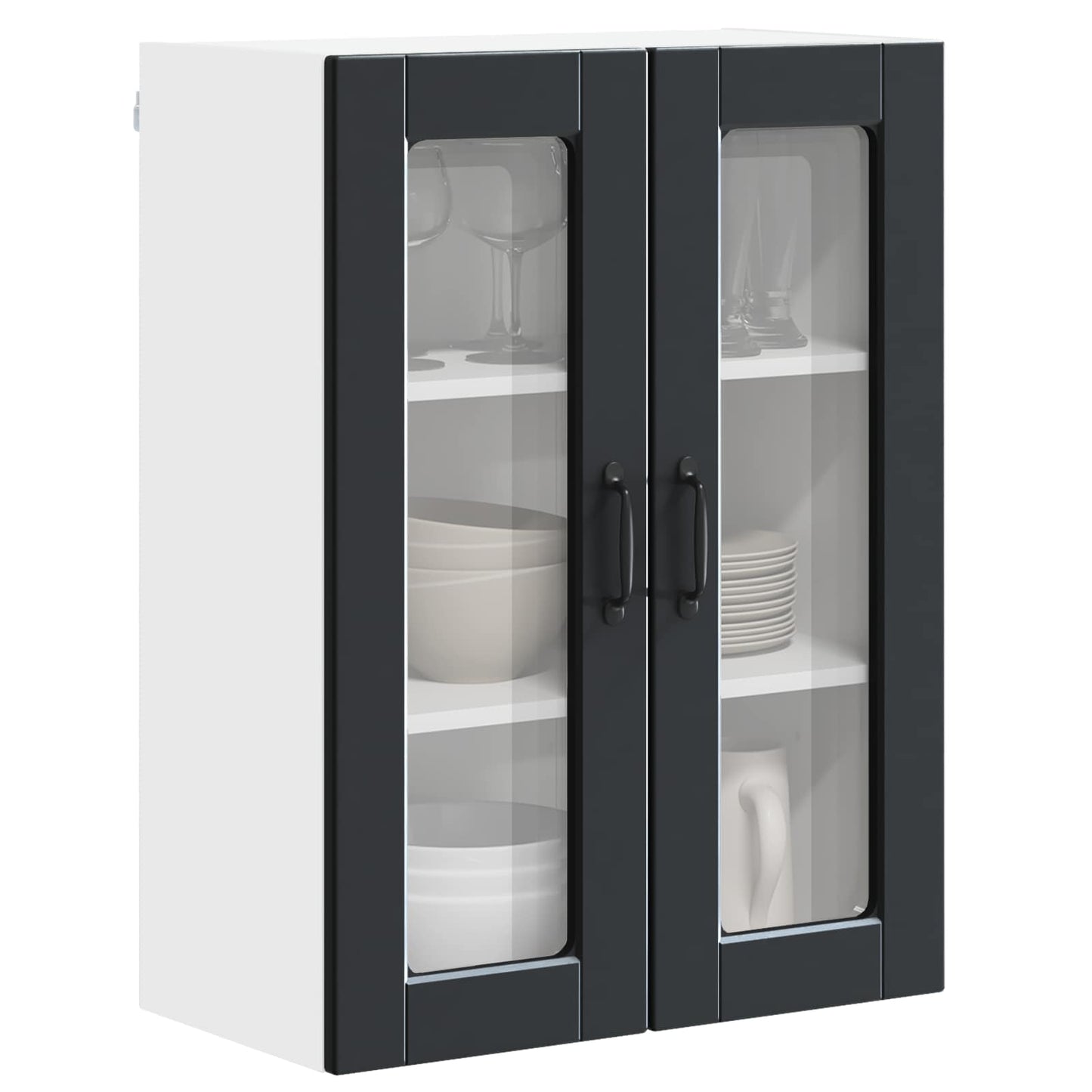 Wandglas-Schrank PORTO Schwarz 60 x 31 x 80 cm Holzwerkstoff