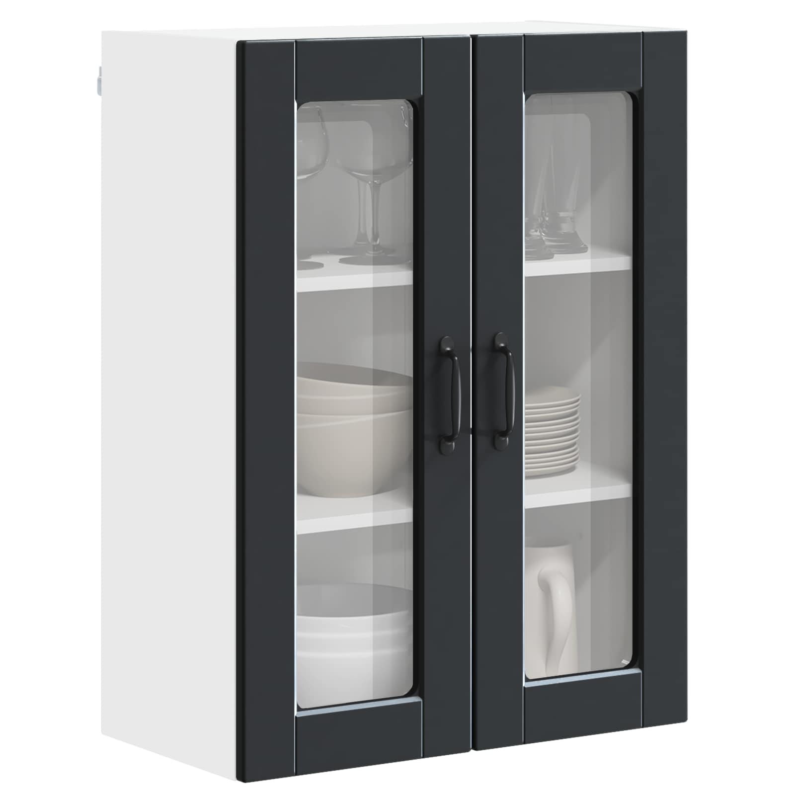 Wandglas-Schrank PORTO Schwarz 60 x 31 x 80 cm Holzwerkstoff