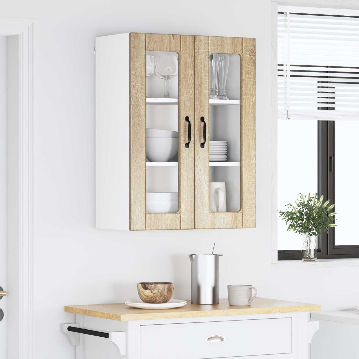 Wandglas-Schrank PORTO Sonoma-Eiche 60 x 31 x 80 cm