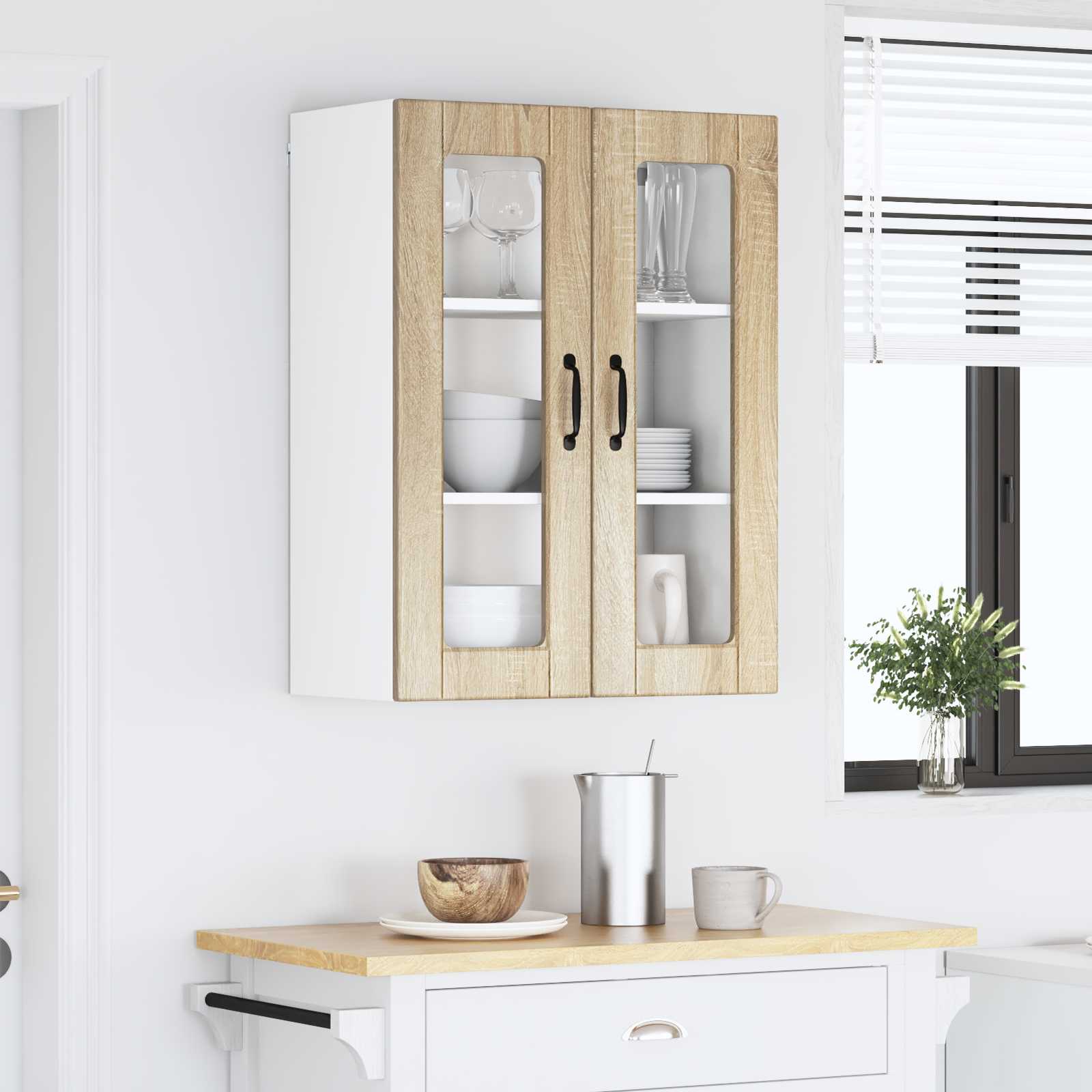 Wandglas-Schrank PORTO Sonoma-Eiche 60 x 31 x 80 cm
