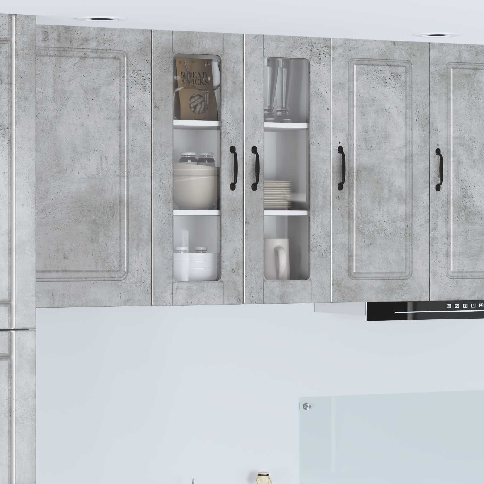 Wandglas-Schrank PORTO Beton Grau 60 x 31 x 80 cm Holzwerkstoff