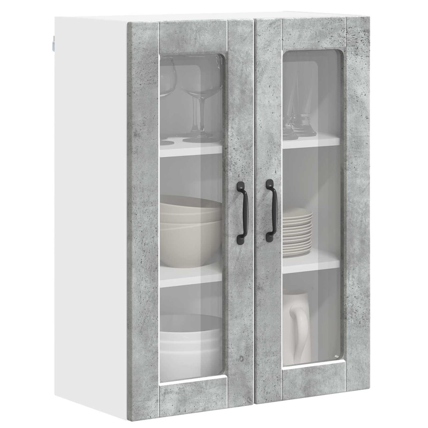 Wandglas-Schrank PORTO Beton Grau 60 x 31 x 80 cm Holzwerkstoff