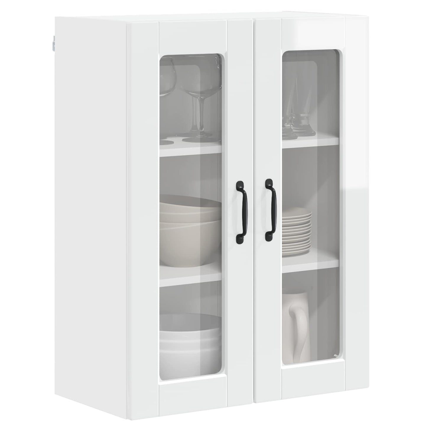 Wandglas-Schrank PORTO Hochglanz Weiß 60 x 31 x 80 cm