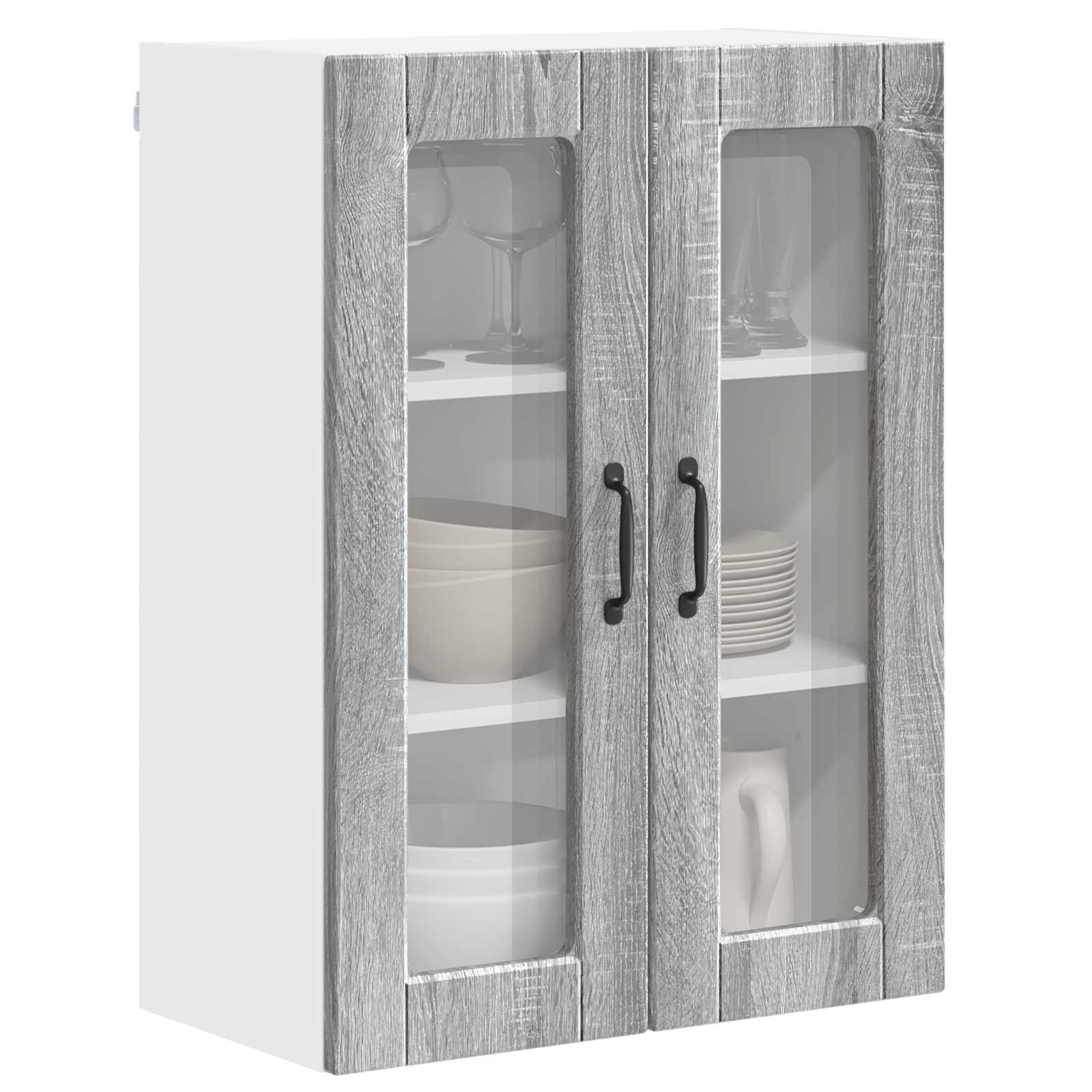 Wandglas-Schrank PORTO Graues Sonoma 60 x 31 x 80 cm
