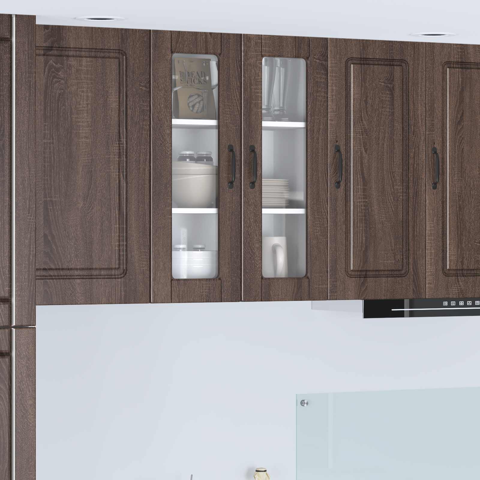 Wandglas-Schrank PORTO Braun Eichen-Optik 60 x 31 x 80 cm