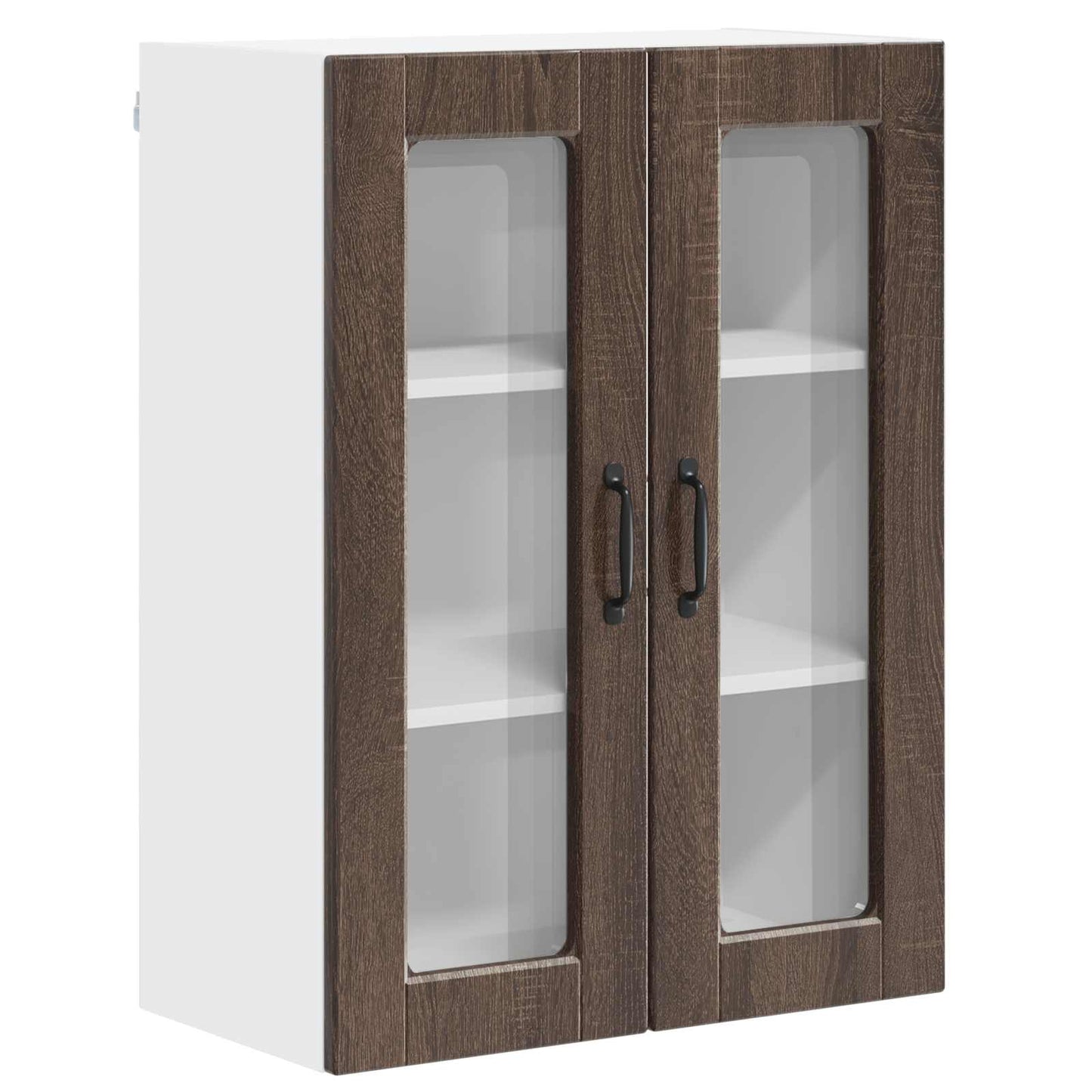 Wandglas-Schrank PORTO Braun Eichen-Optik 60 x 31 x 80 cm