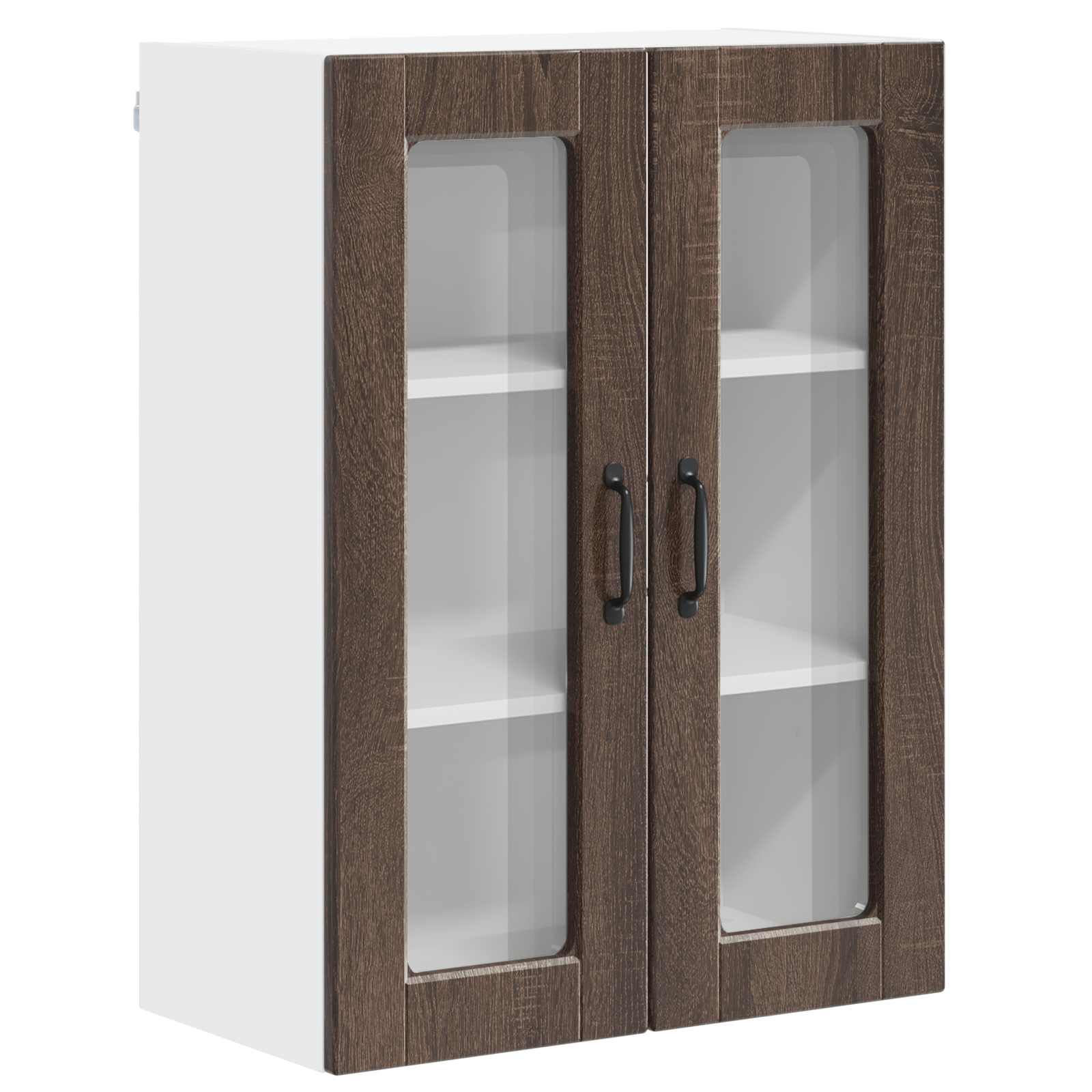 Wandglas-Schrank PORTO Braun Eichen-Optik 60 x 31 x 80 cm