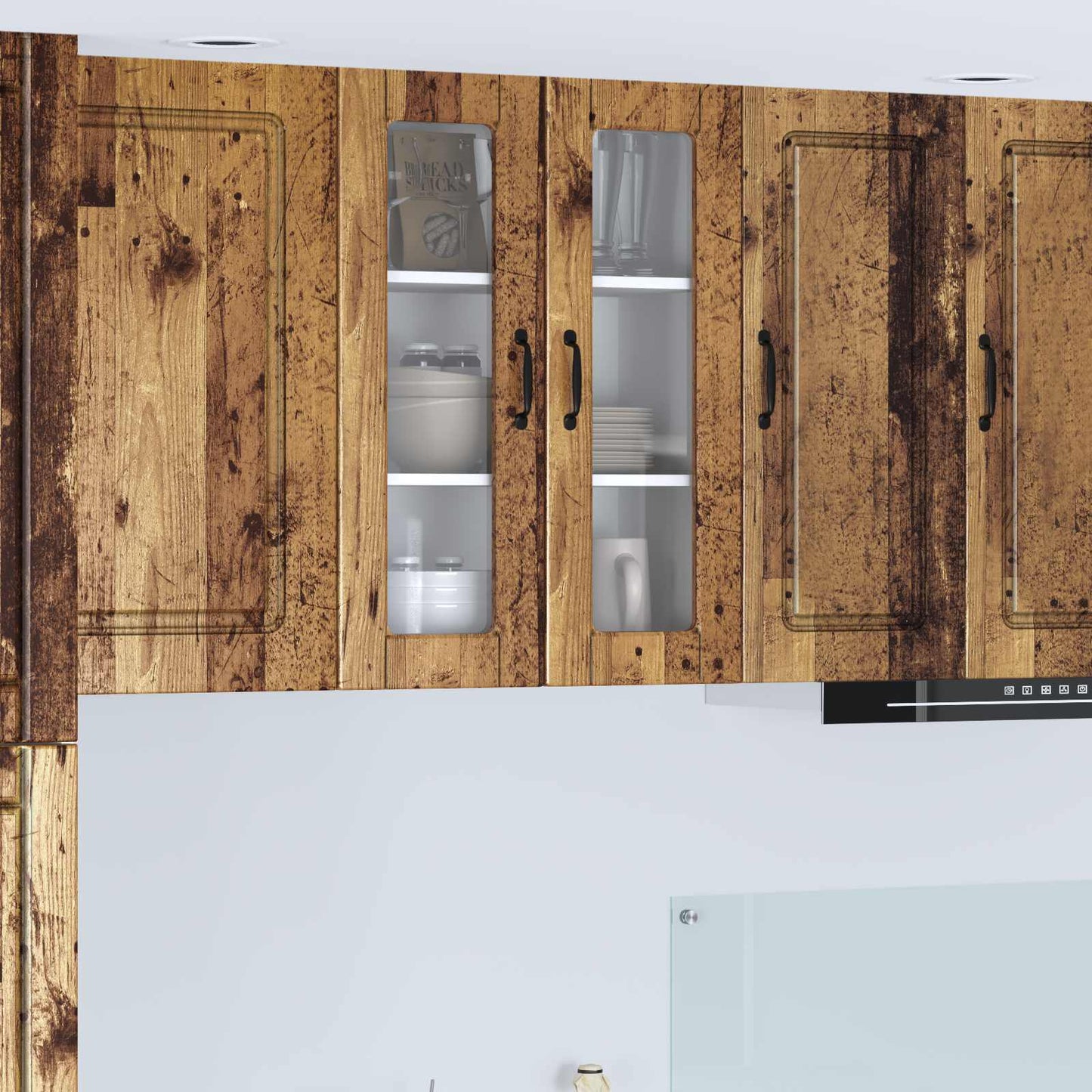 Wandglas-Schrank PORTO Altholz 60 x 31 x 80 cm Holzwerkstoff