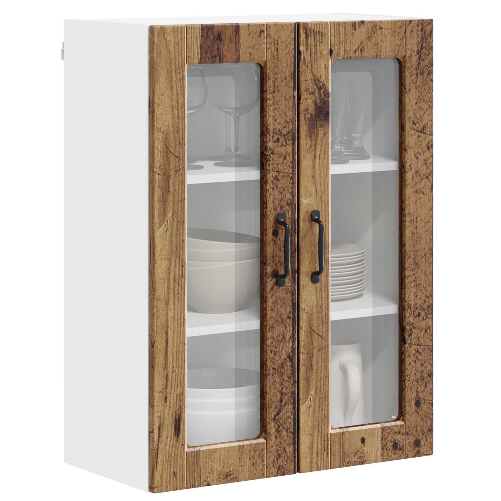 Wandglas-Schrank PORTO Altholz 60 x 31 x 80 cm Holzwerkstoff