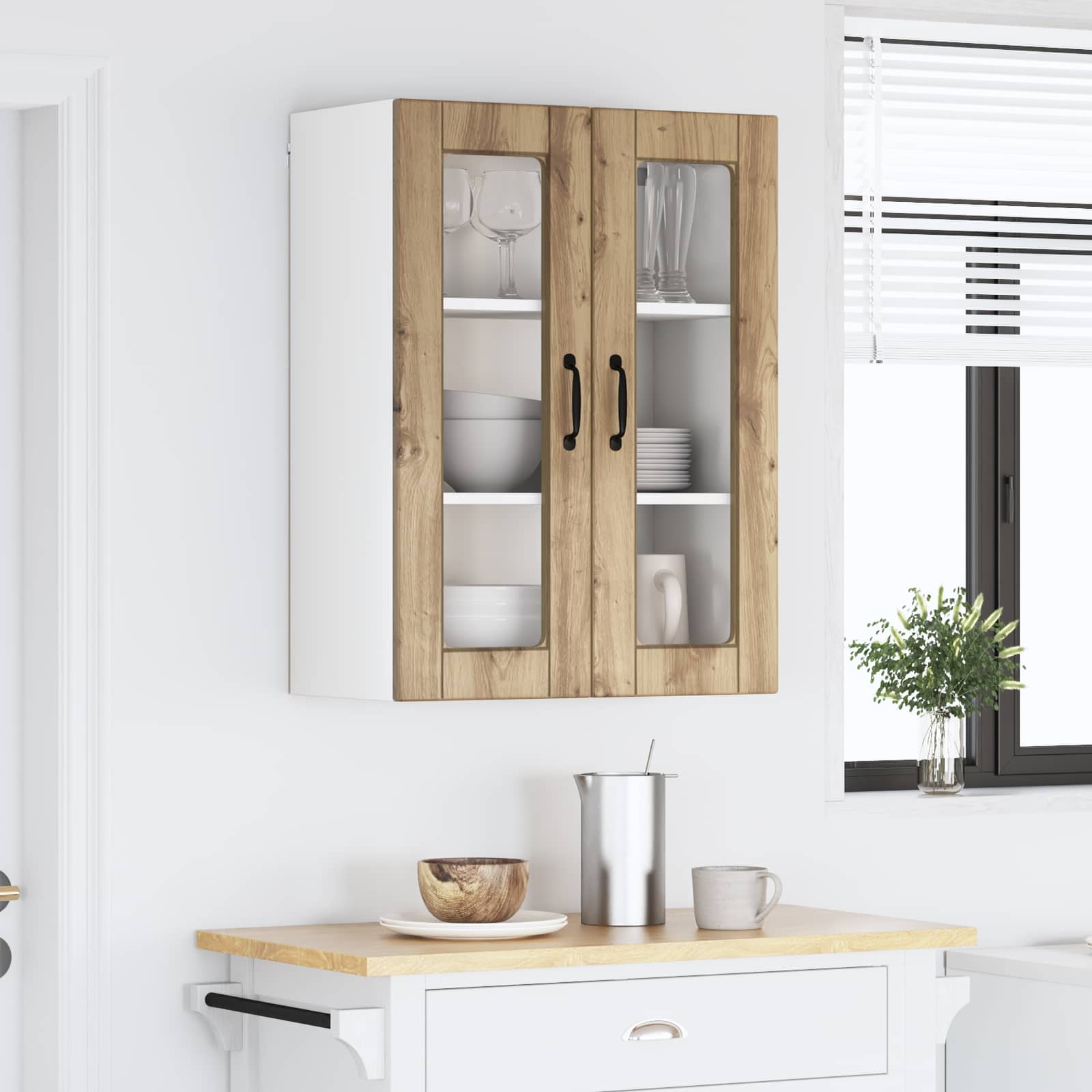 Wandglas-Schrank PORTO Artisan-Eiche 60 x 31 x 80 cm