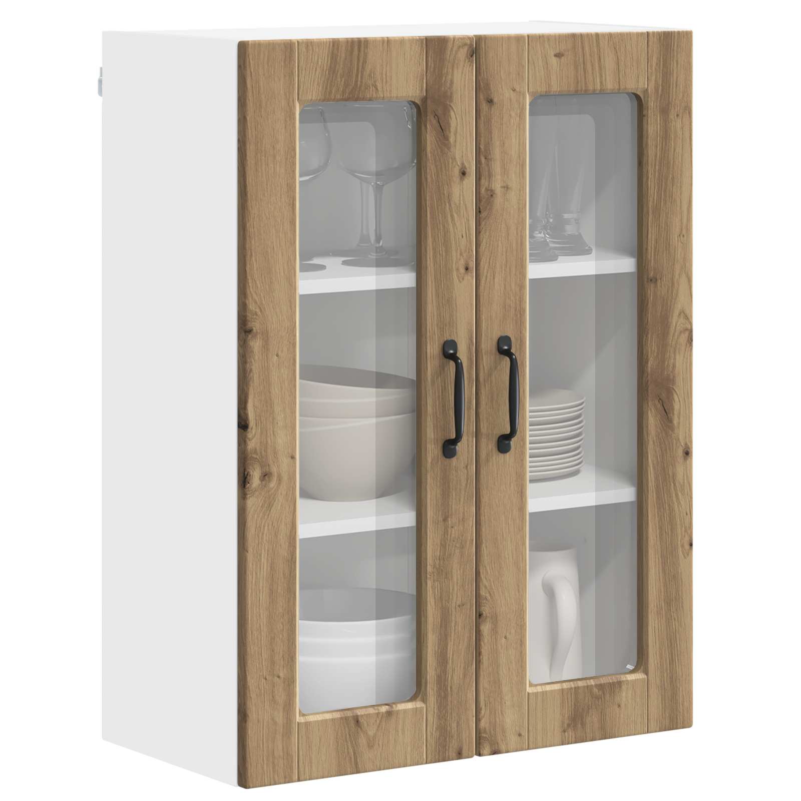 Wandglas-Schrank PORTO Artisan-Eiche 60 x 31 x 80 cm