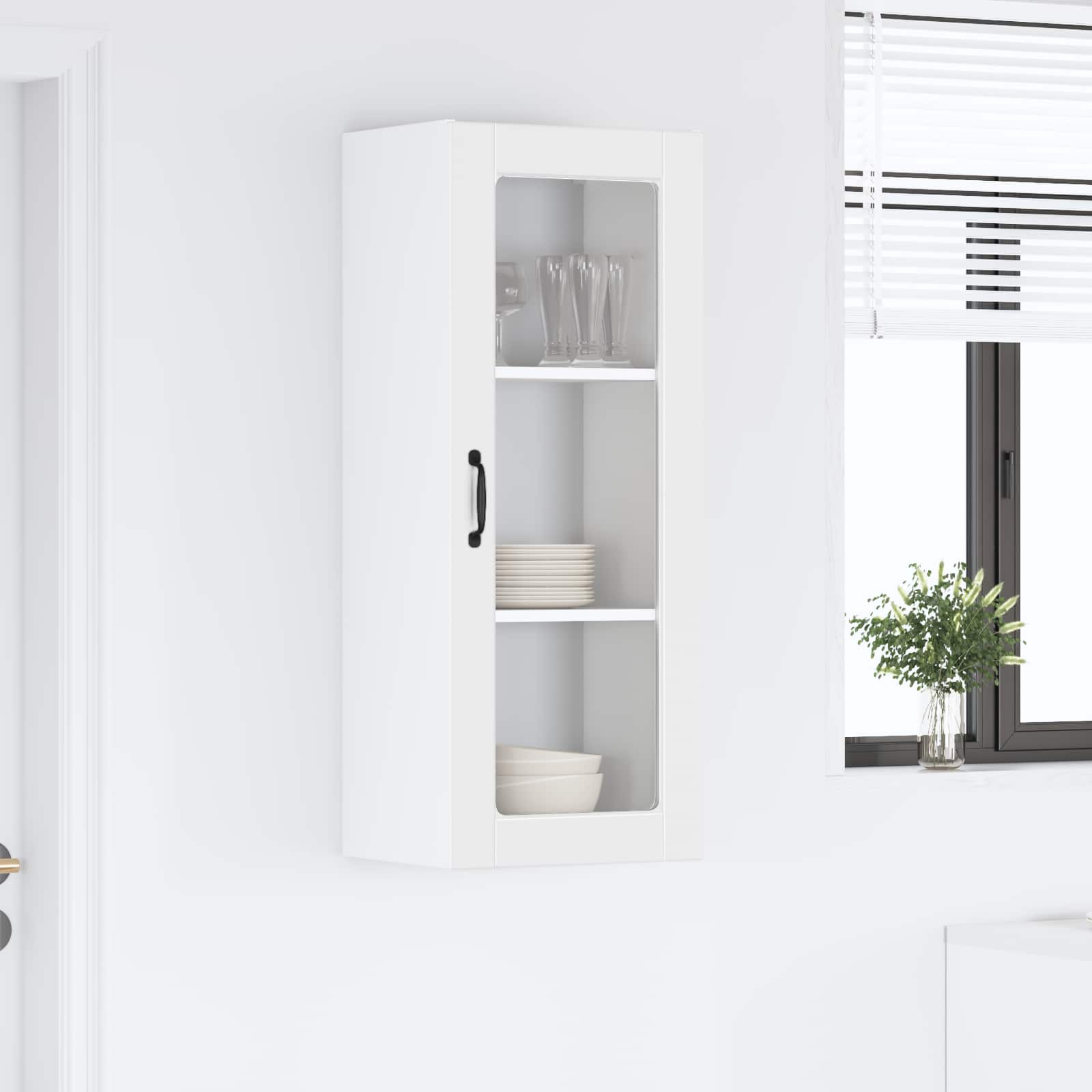 Wandglas-Schrank PORTO Weiß 40 x 31 x 100 cm Holzwerkstoff