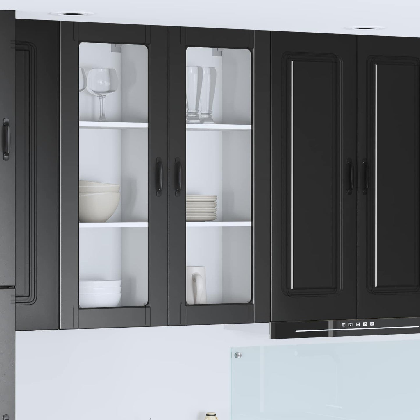 Wandglas-Schrank PORTO Schwarz 40 x 31 x 100 cm Holzwerkstoff