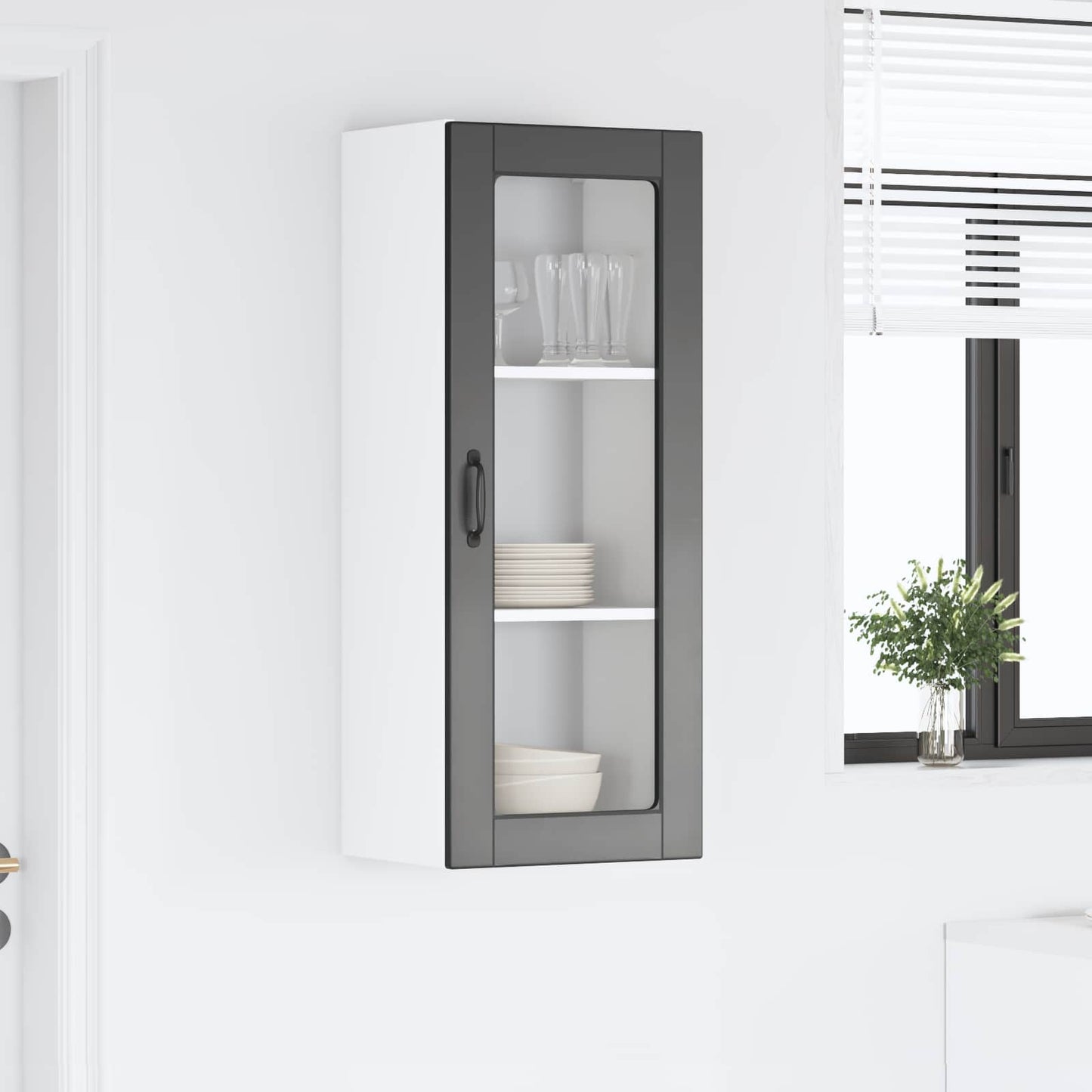 Wandglas-Schrank PORTO Schwarz 40 x 31 x 100 cm Holzwerkstoff