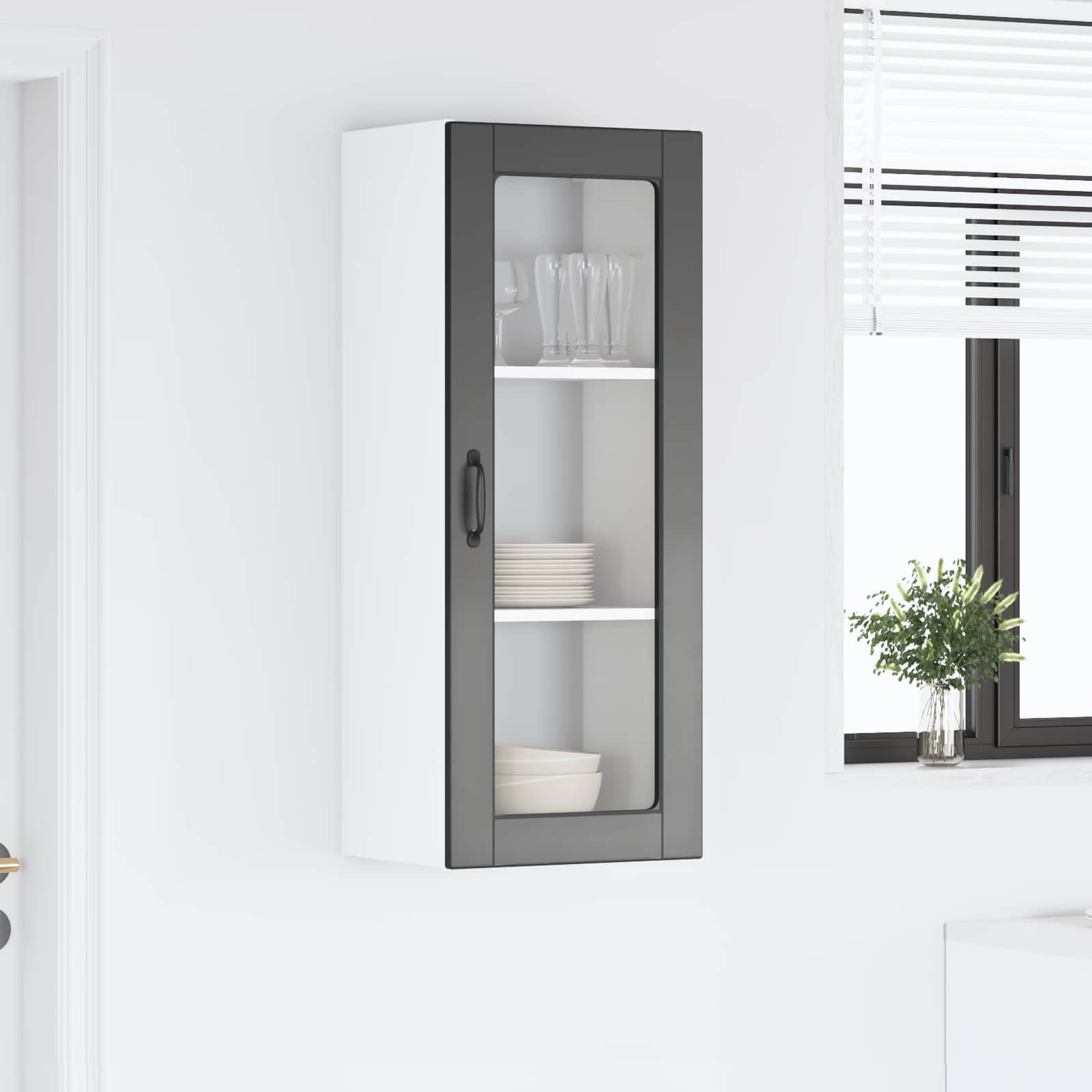 Wandglas-Schrank PORTO Schwarz 40 x 31 x 100 cm Holzwerkstoff