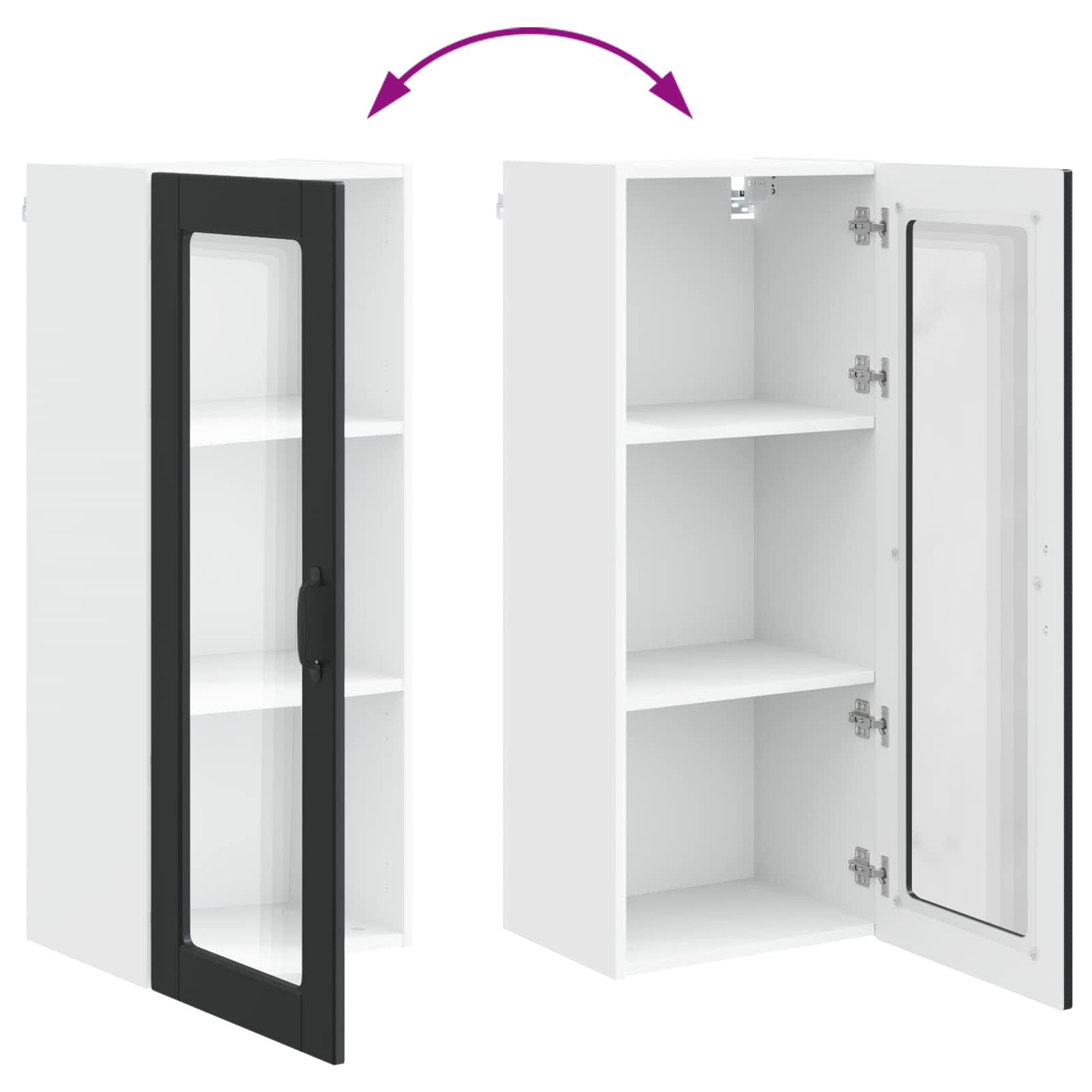 Wandglas-Schrank PORTO Schwarz 40 x 31 x 100 cm Holzwerkstoff